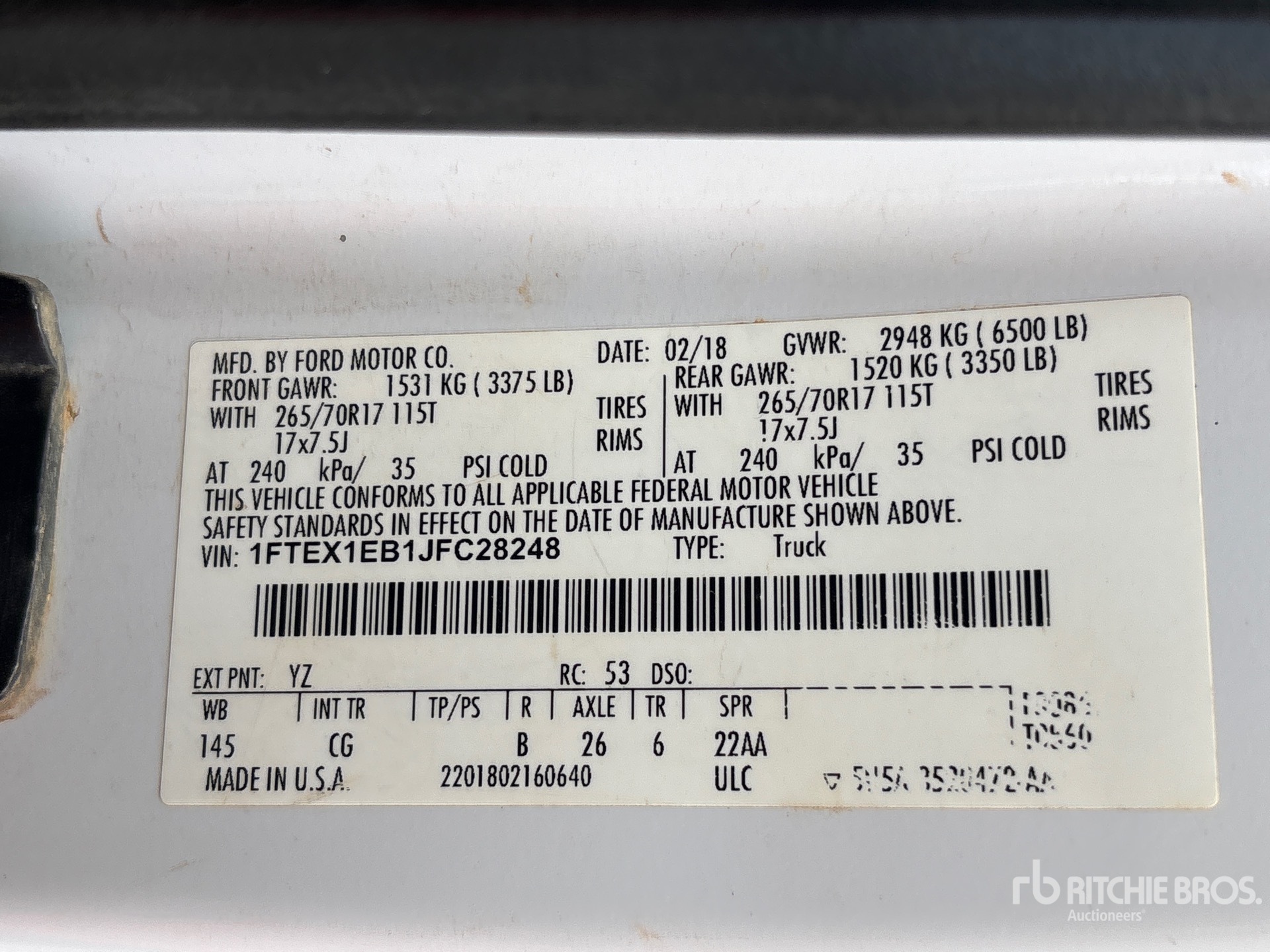 General Appearance with Serial Number / VIN