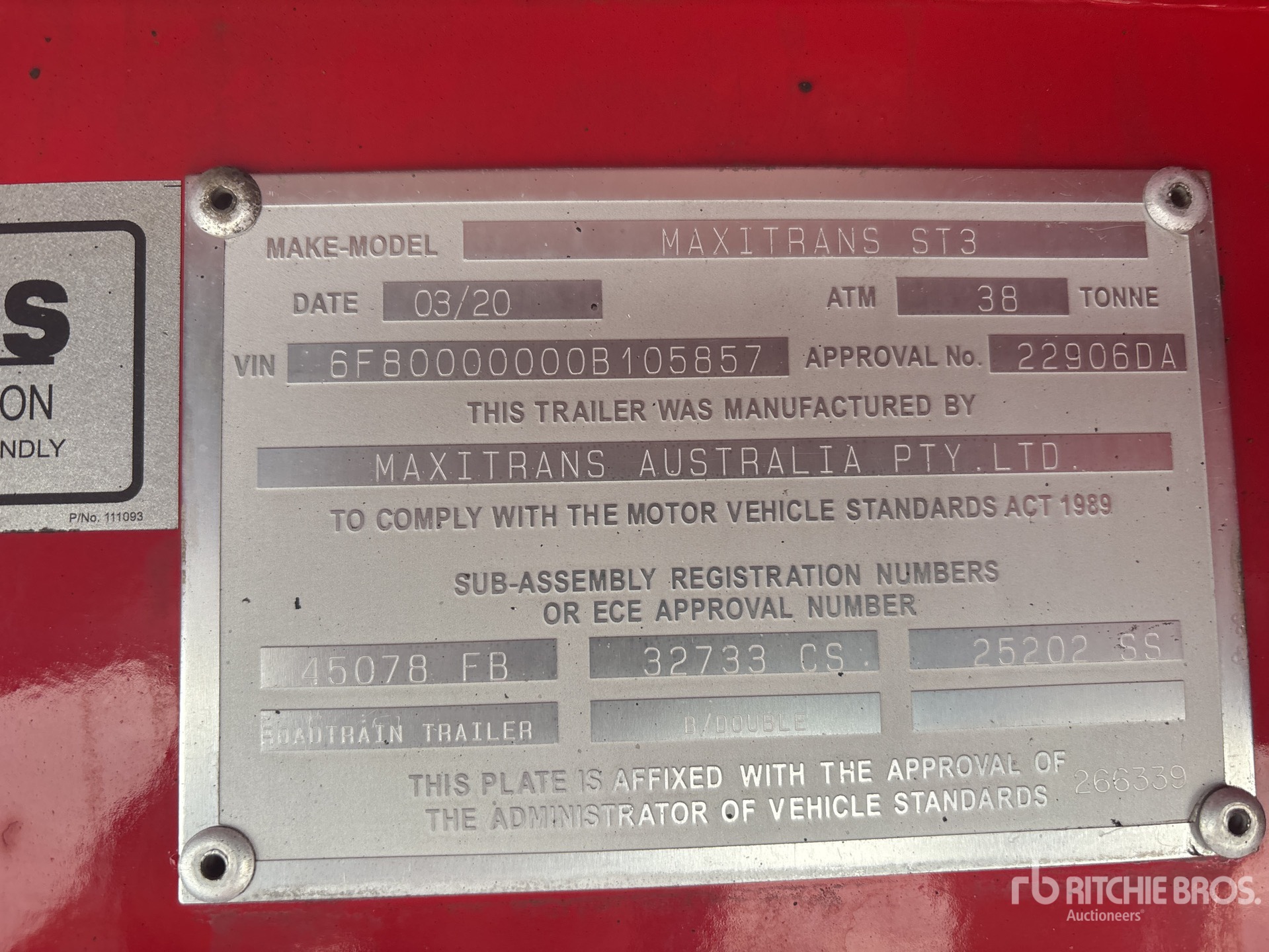 General Appearance with Serial Number / VIN