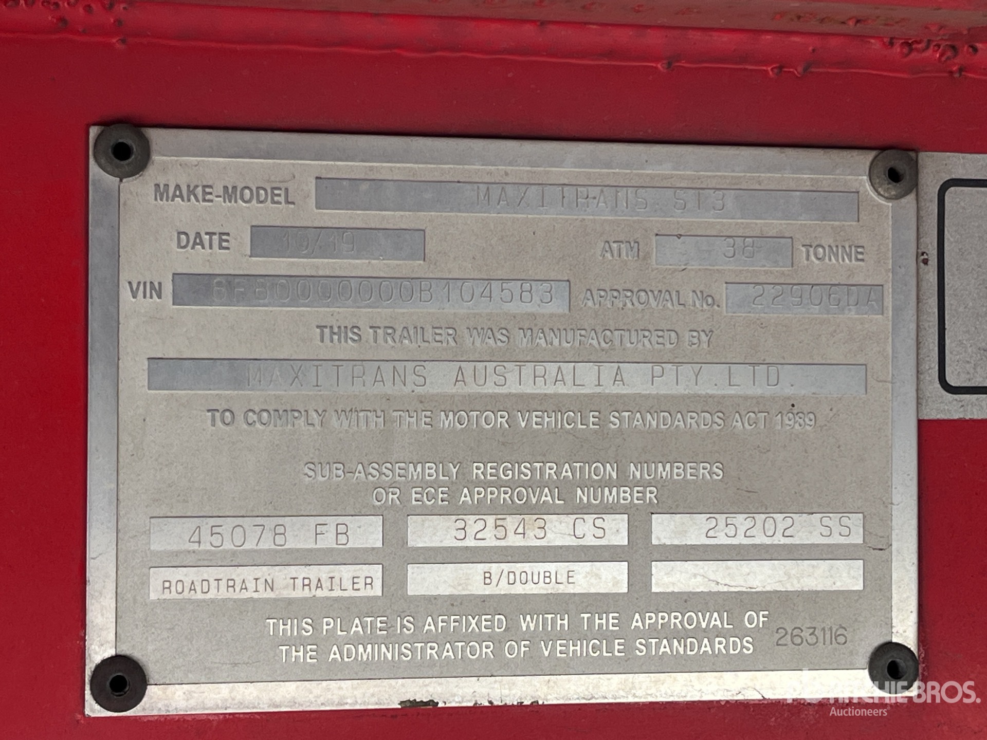 General Appearance with Serial Number / VIN