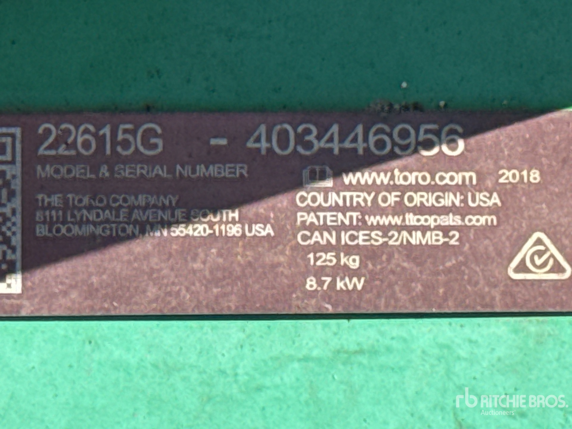 General Appearance with Serial Number / VIN