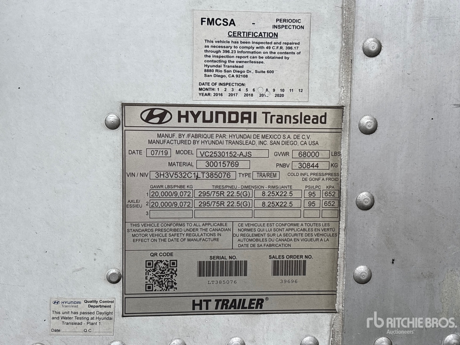 General Appearance with Numero seriale/numero d’identificazione del veicolo (VIN)