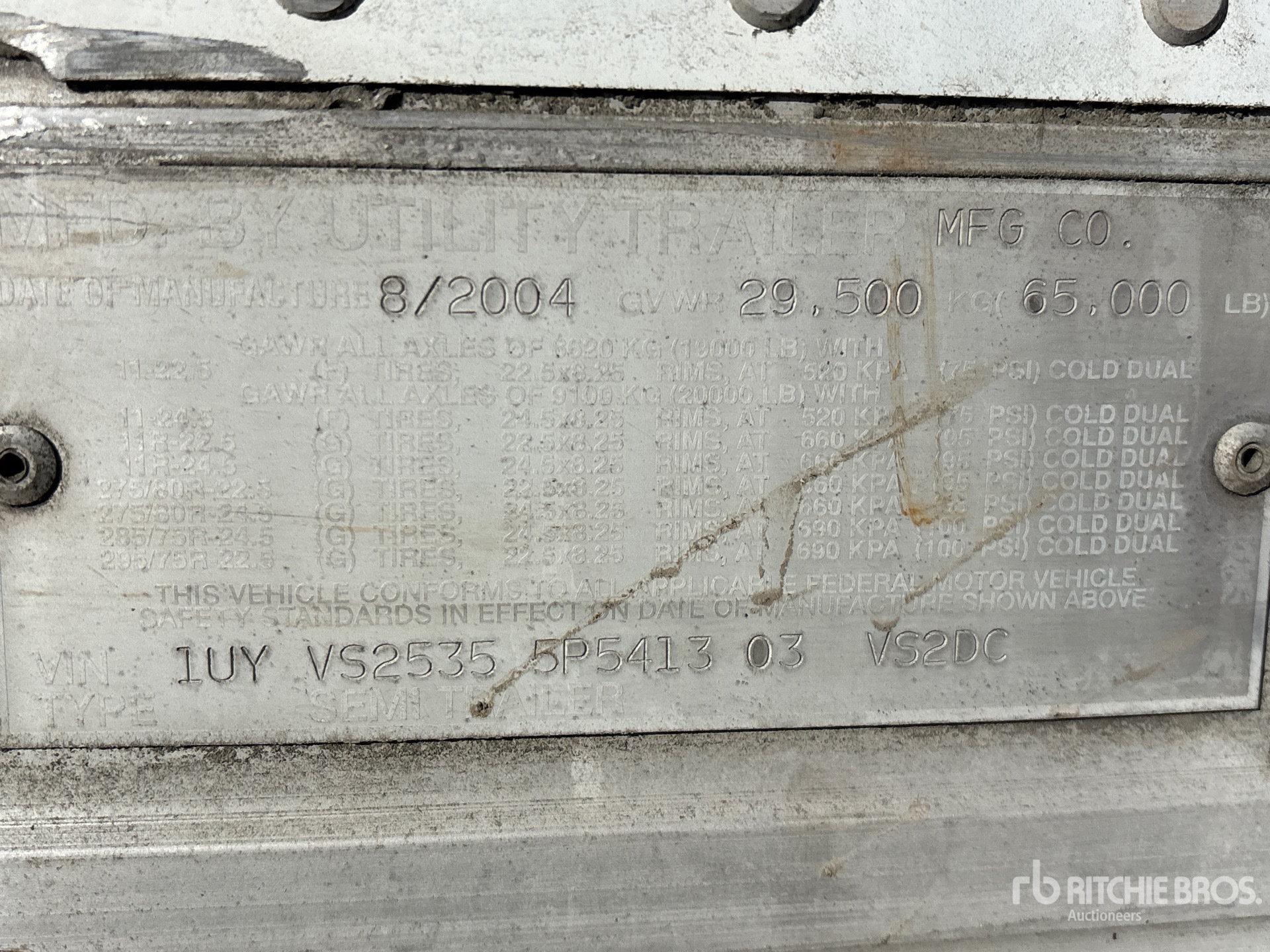 General Appearance with Serial Number / VIN