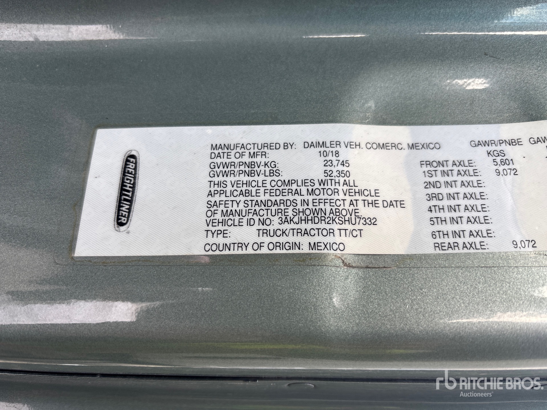 General Appearance with Serial Number / VIN