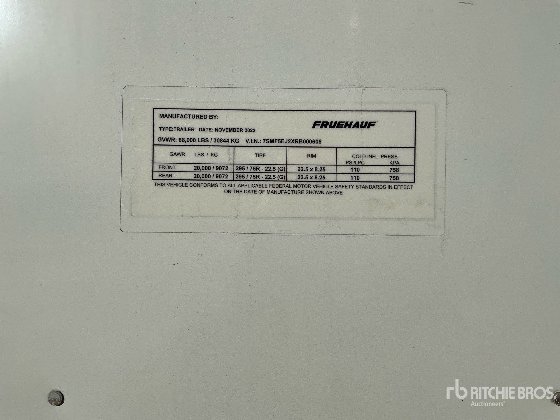 General Appearance with Serial Number / VIN