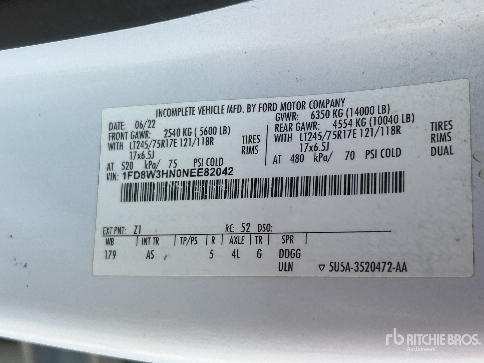 General Appearance with Serial Number / VIN