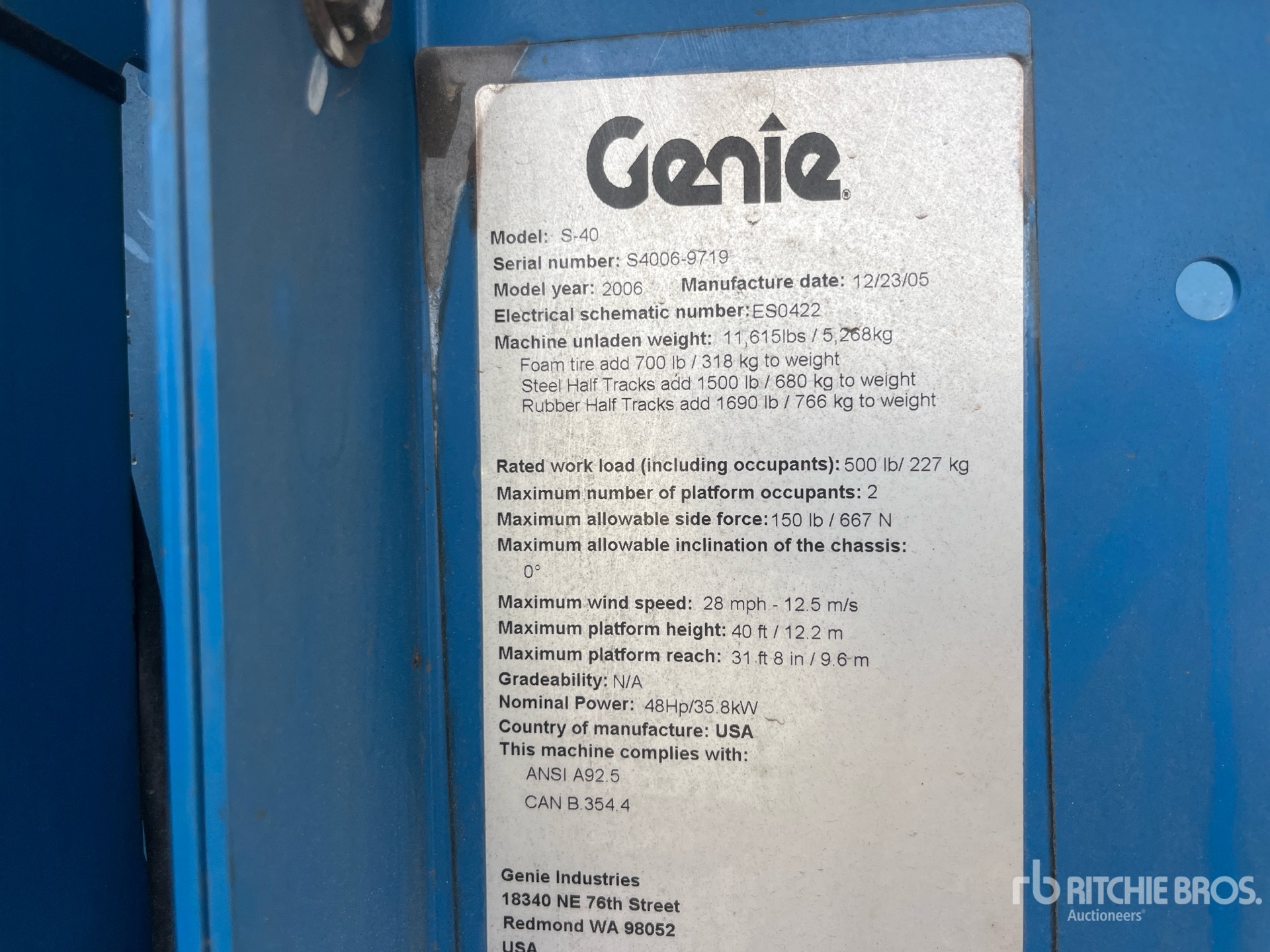 General Appearance with Serial Number / VIN