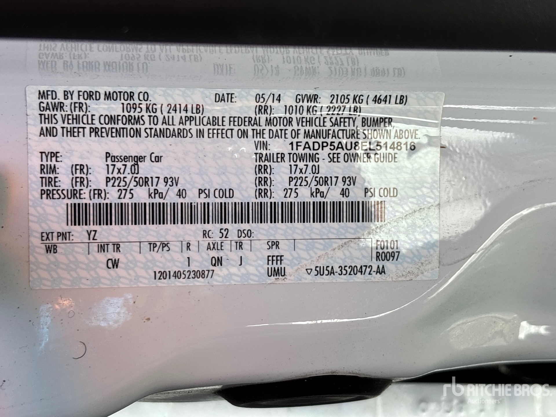 General Appearance with Serial Number / VIN