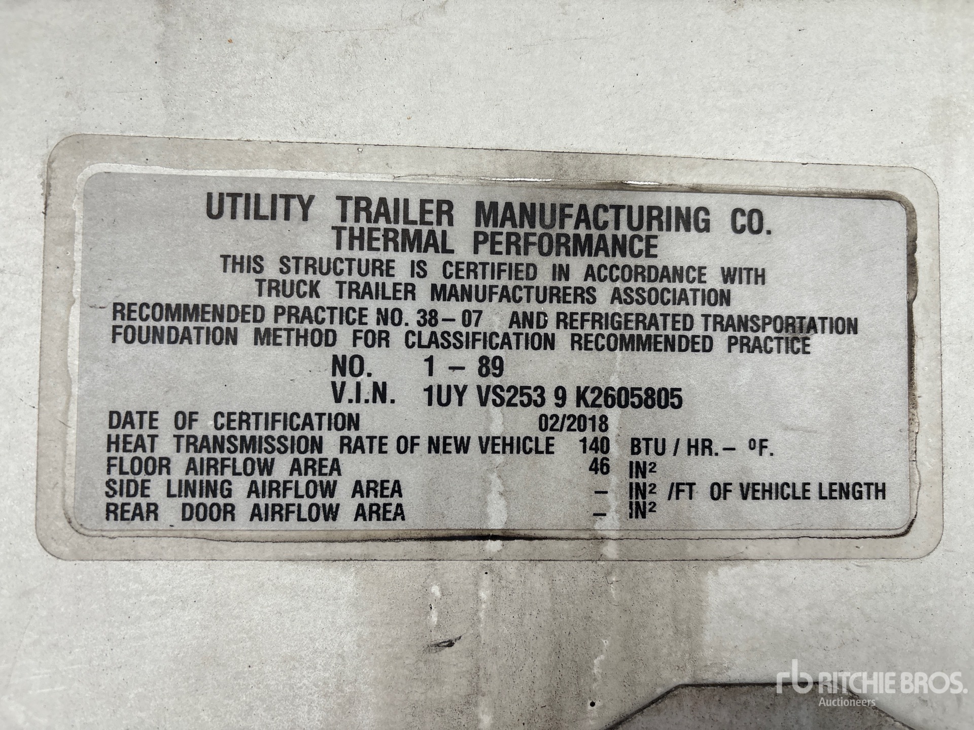 General Appearance with Serial Number / VIN