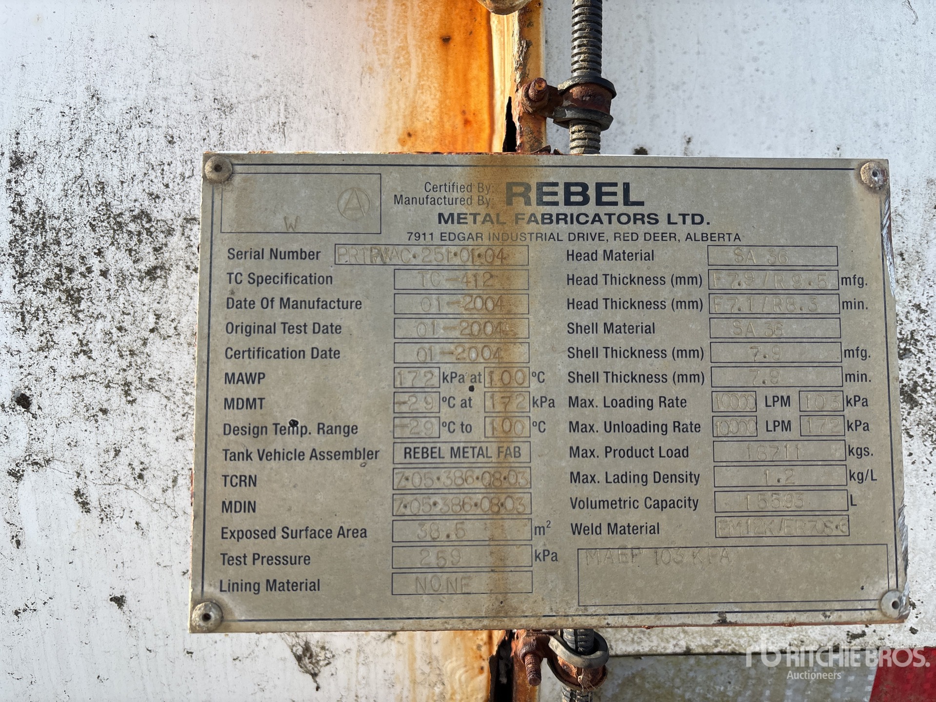 General Appearance with Serial Number / VIN