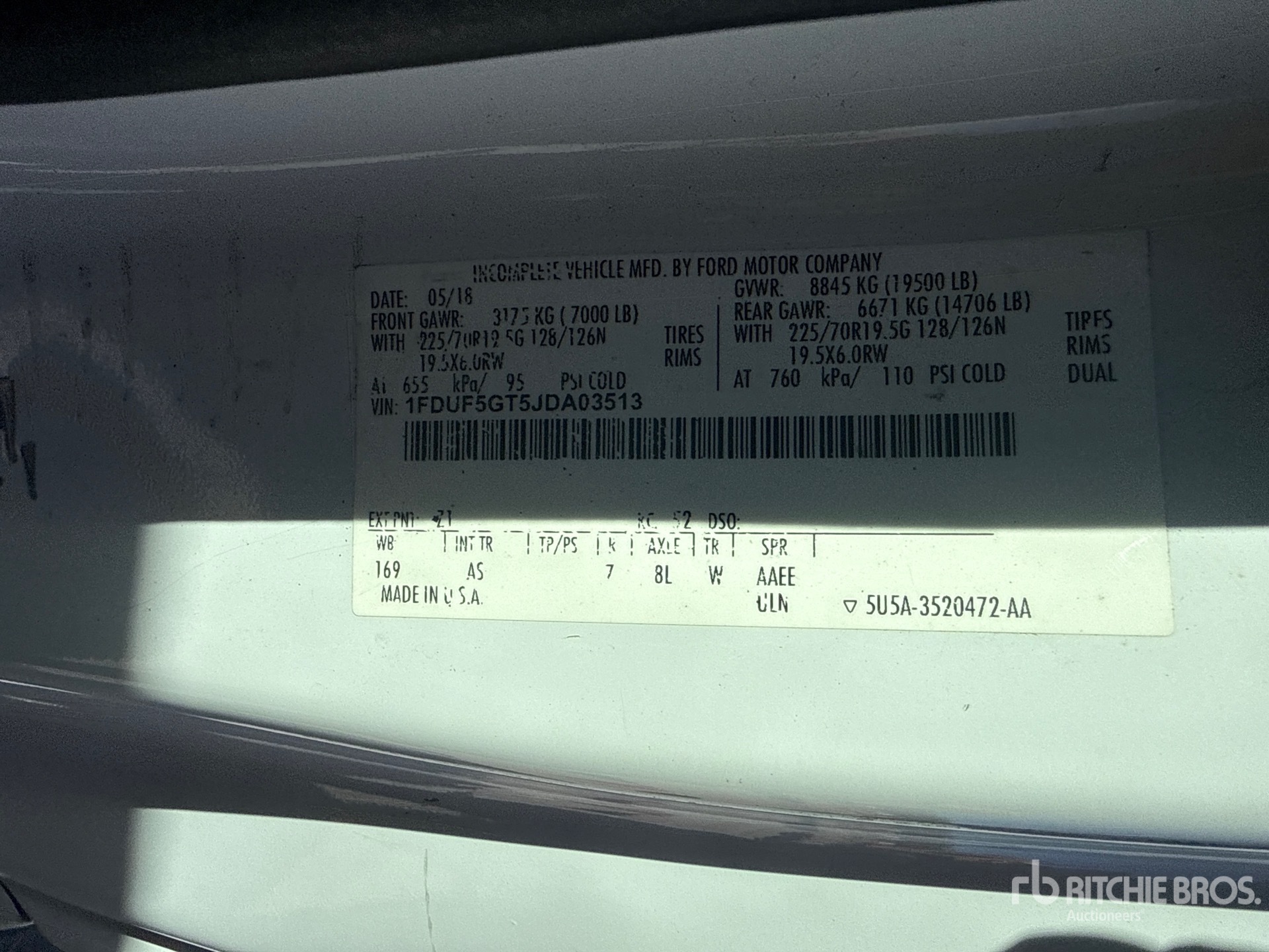 General Appearance with Serial Number / VIN