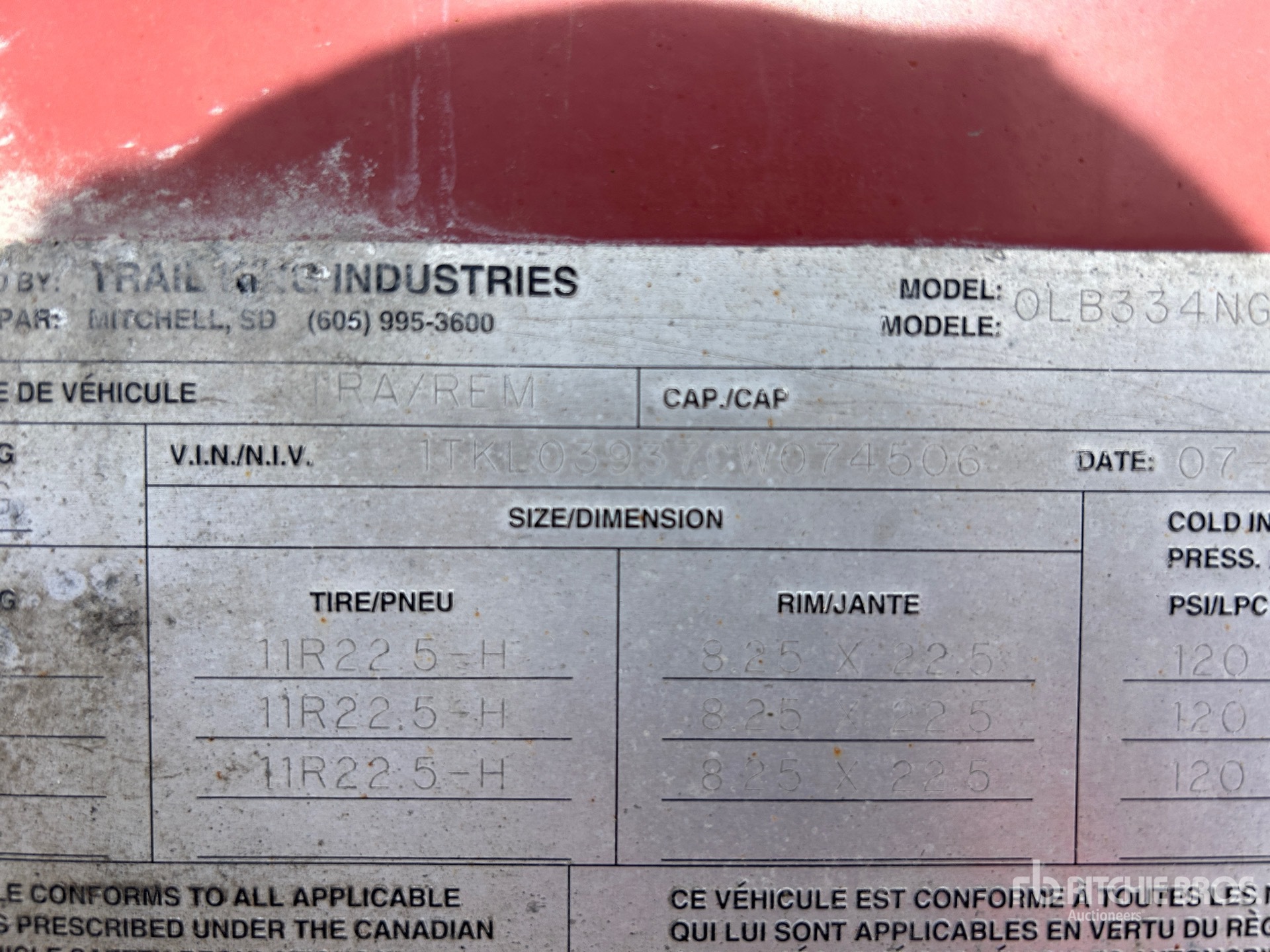 General Appearance with Serial Number / VIN