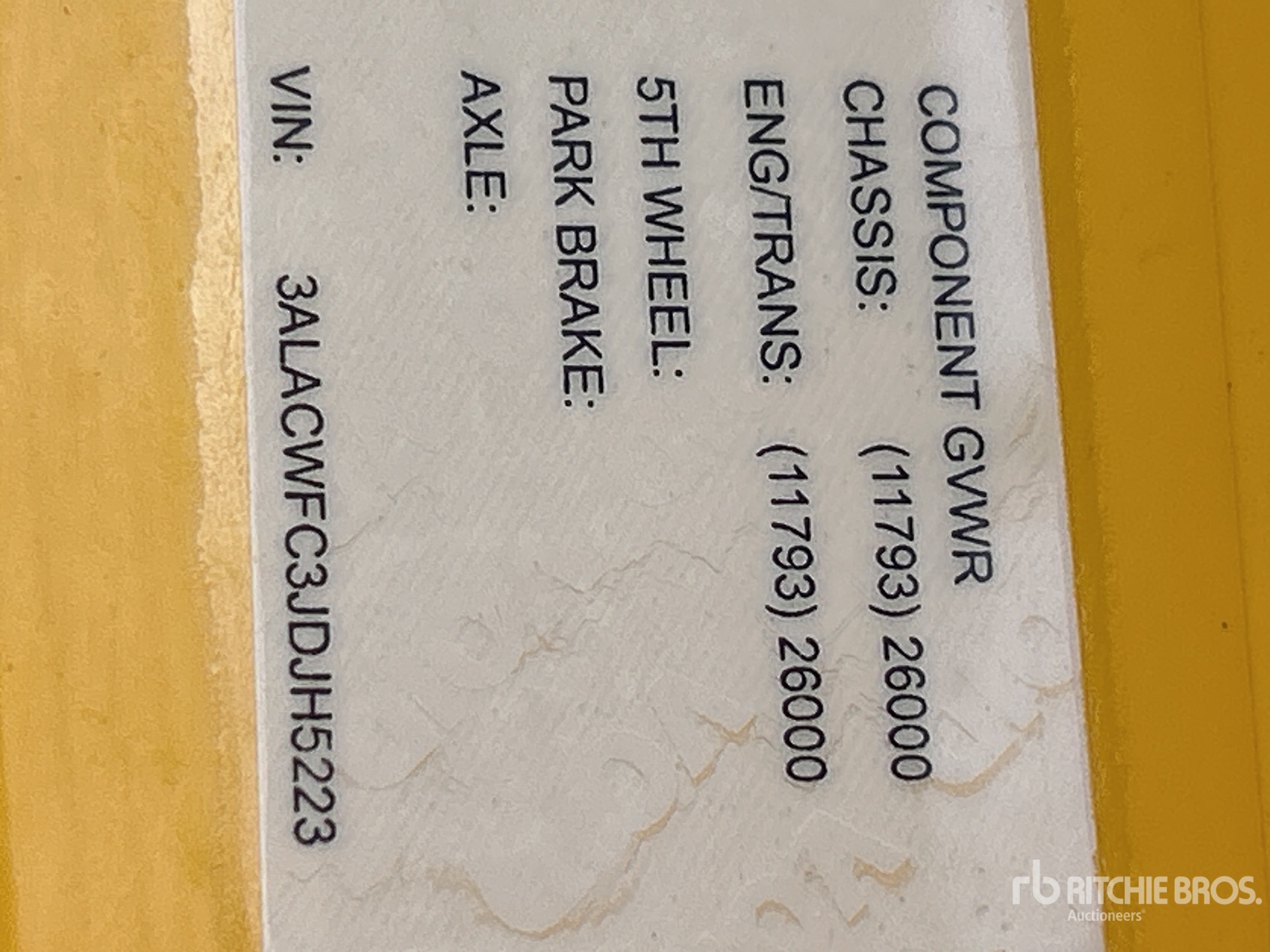 General Appearance with Serial Number / VIN