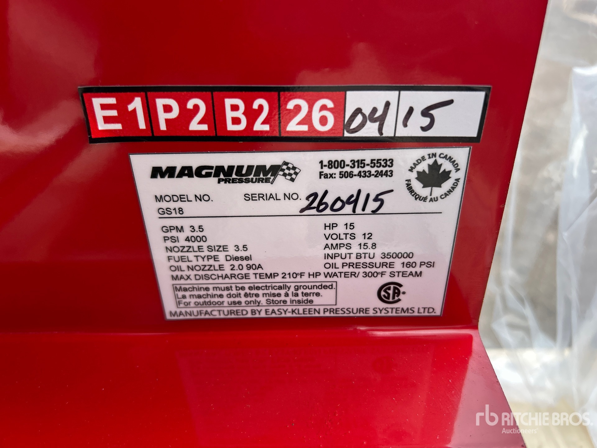 General Appearance with Serial Number / VIN