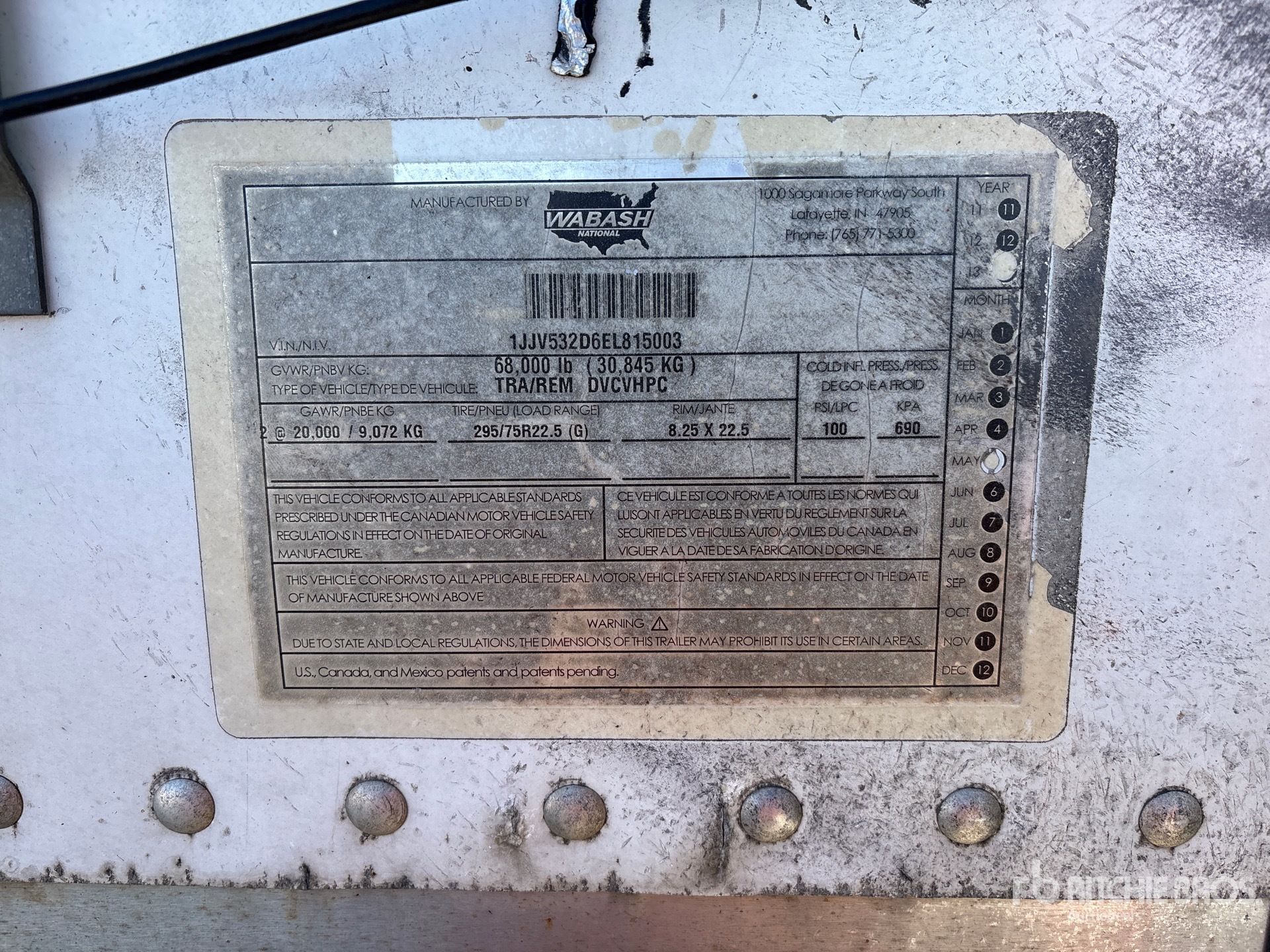 General Appearance with Serial Number / VIN