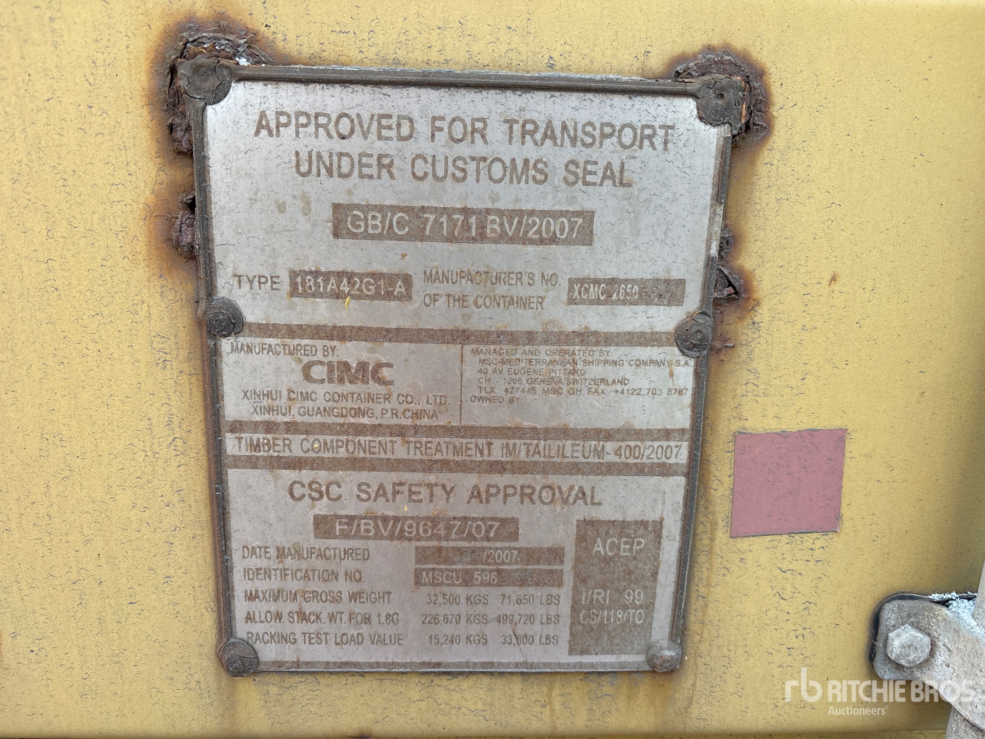 General Appearance with Serial Number / VIN