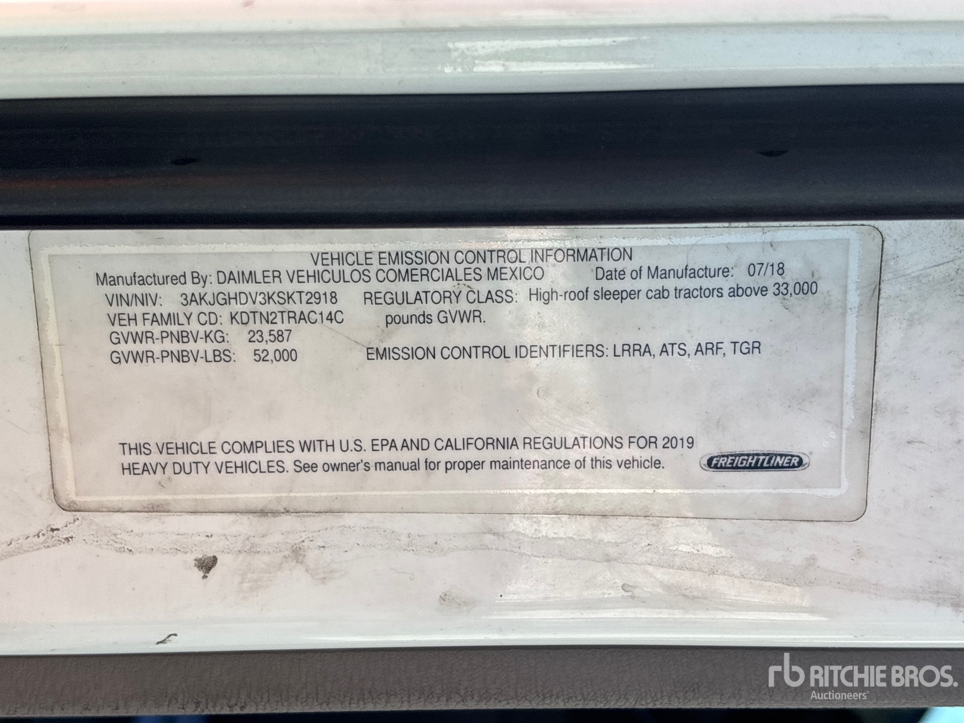 General Appearance with Serial Number / VIN