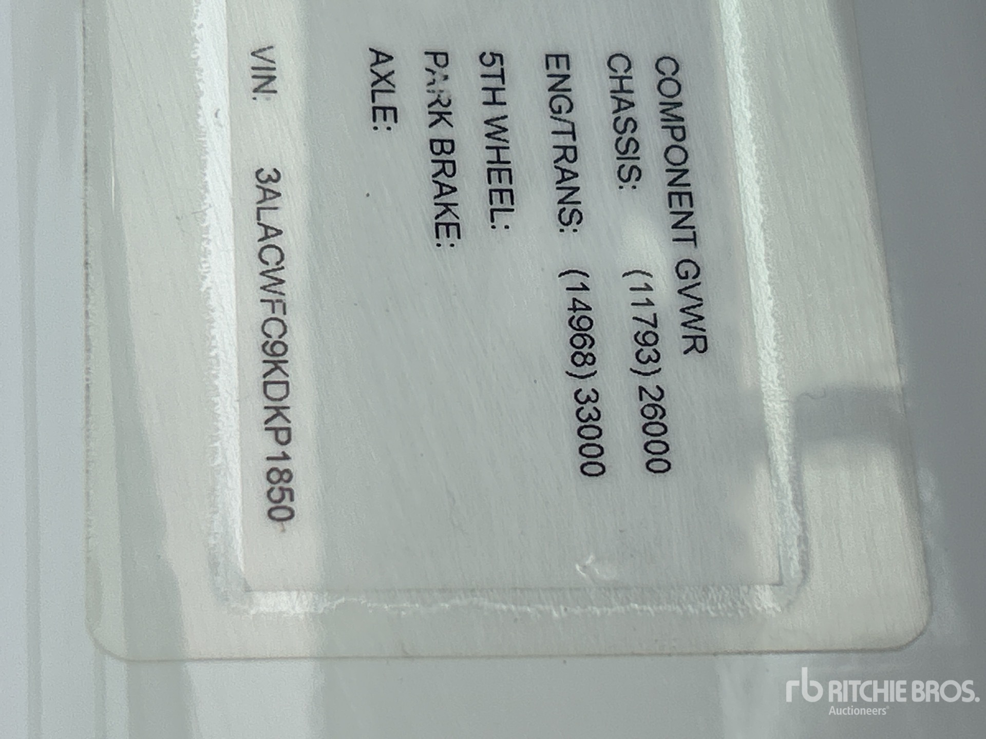 General Appearance with Serial Number / VIN