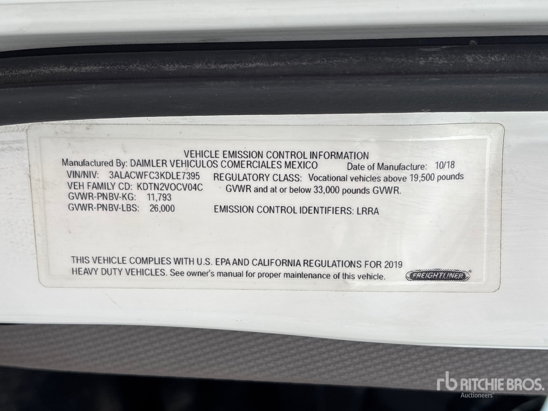 General Appearance with Serial Number / VIN