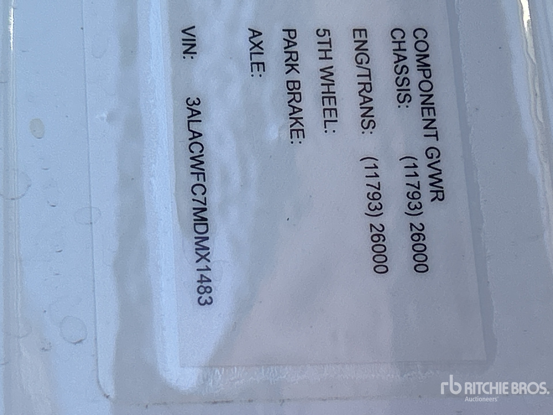 General Appearance with Serial Number / VIN