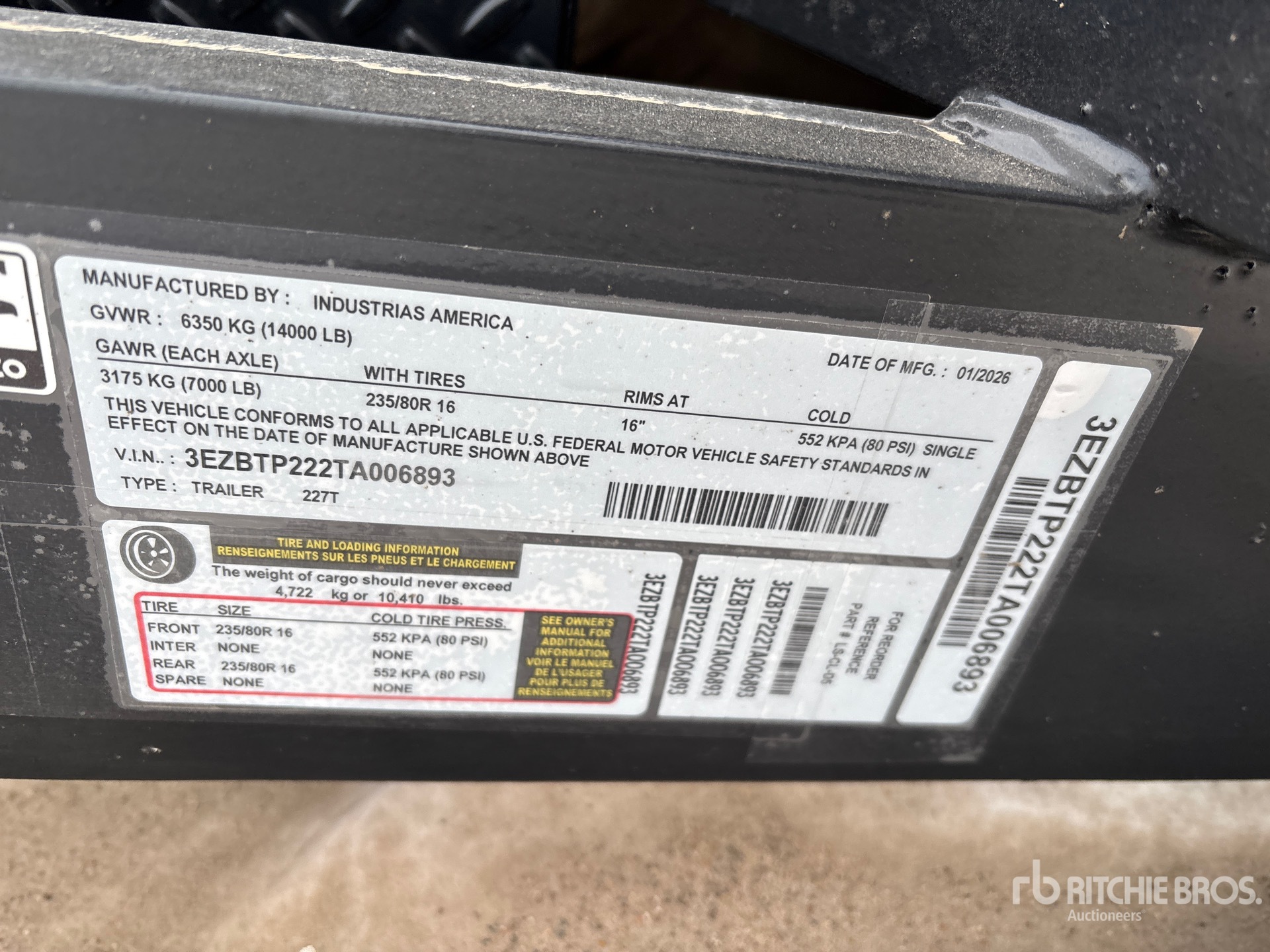 General Appearance with Serial Number / VIN