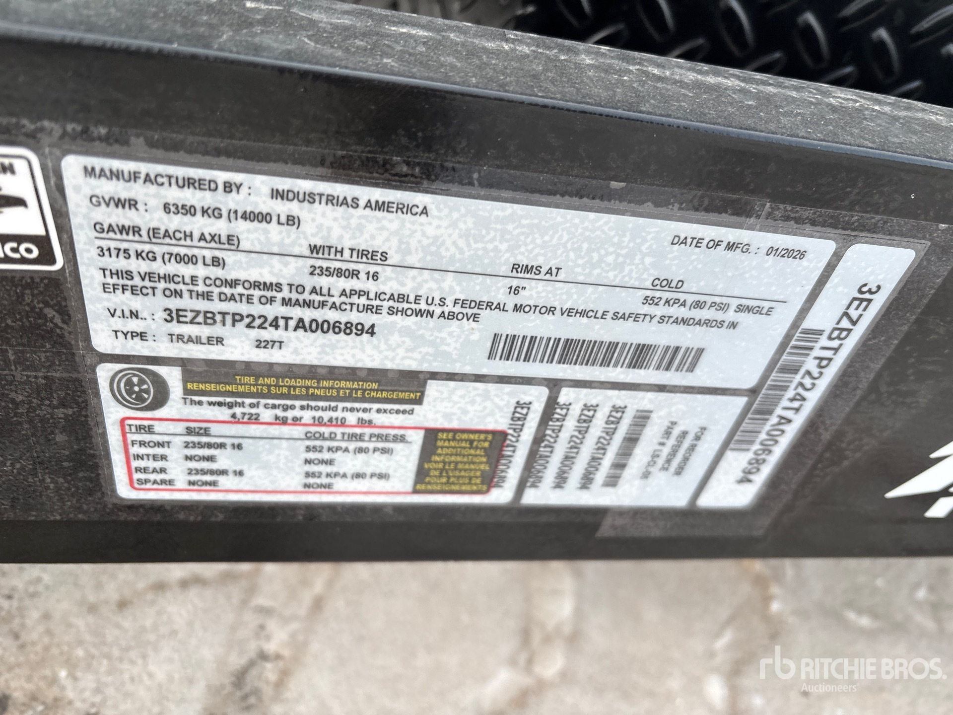 General Appearance with Serial Number / VIN