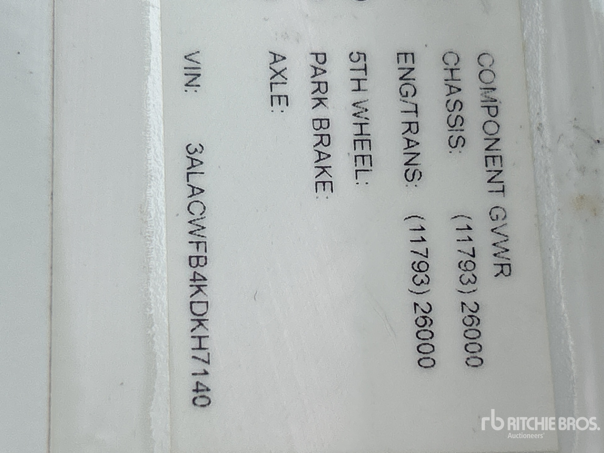 General Appearance with Serial Number / VIN