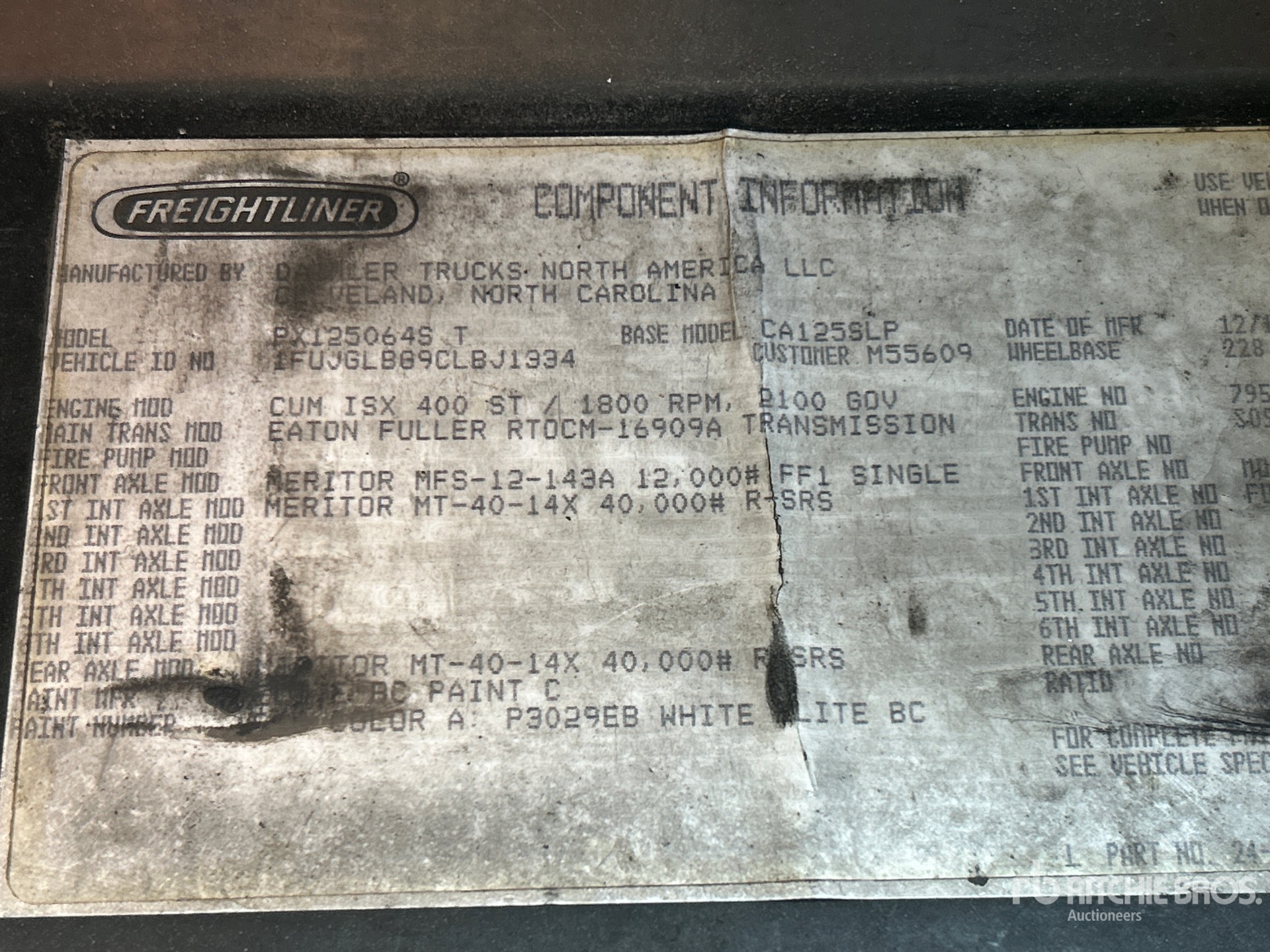 General Appearance with Serial Number / VIN