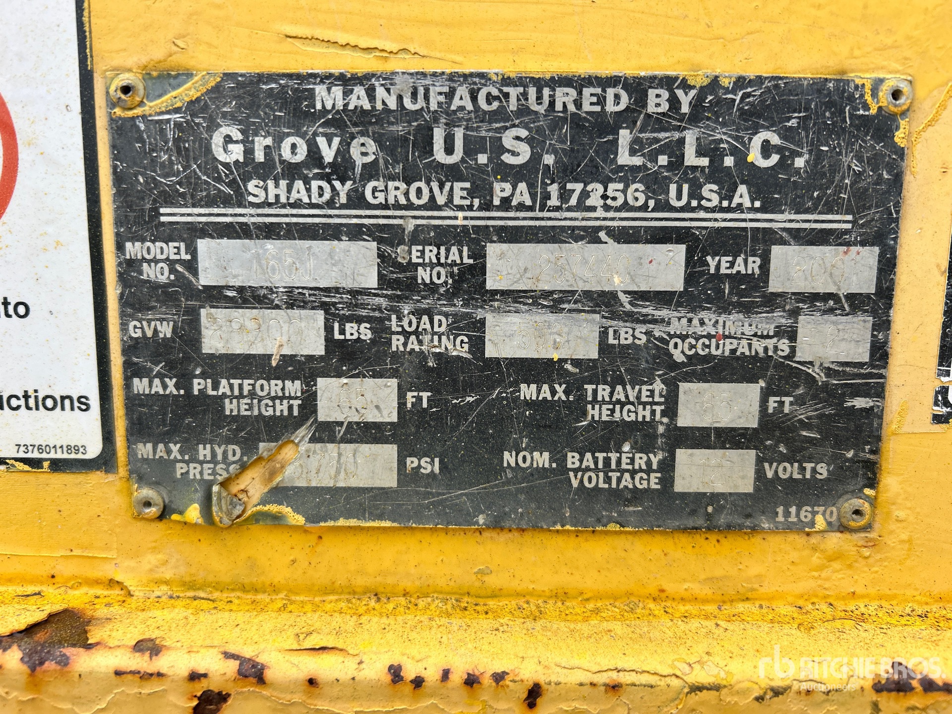 General Appearance with Serial Number / VIN