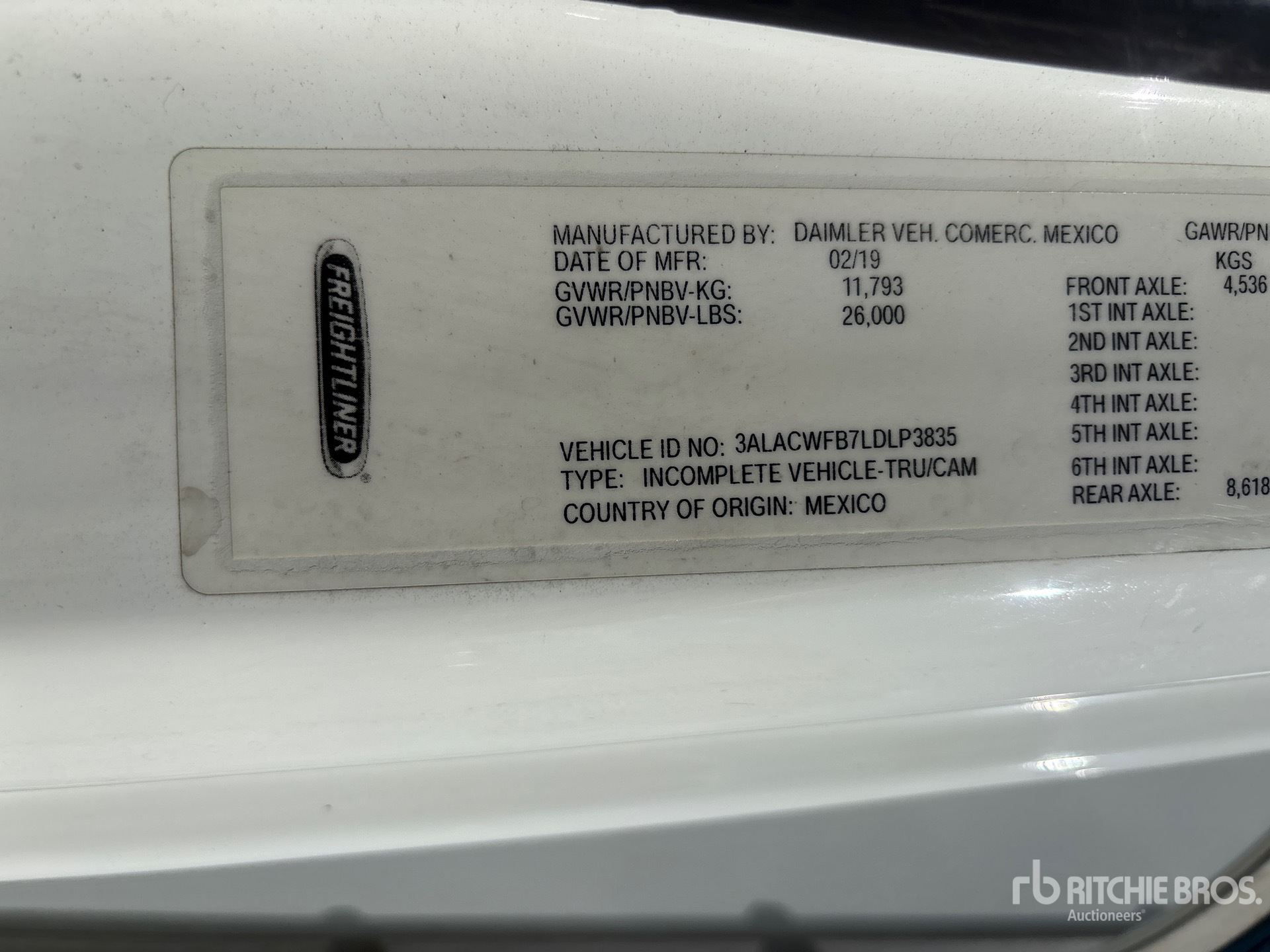 General Appearance with N.º de serie/VIN