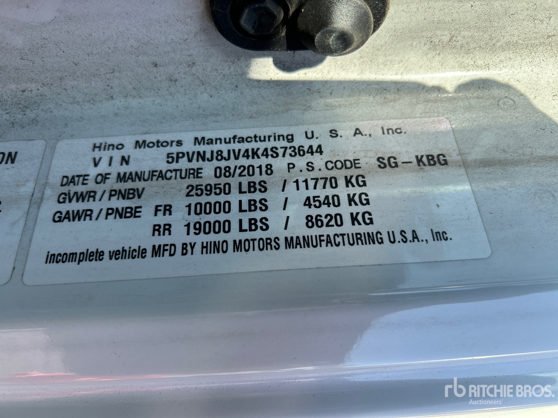 General Appearance with Serial Number / VIN