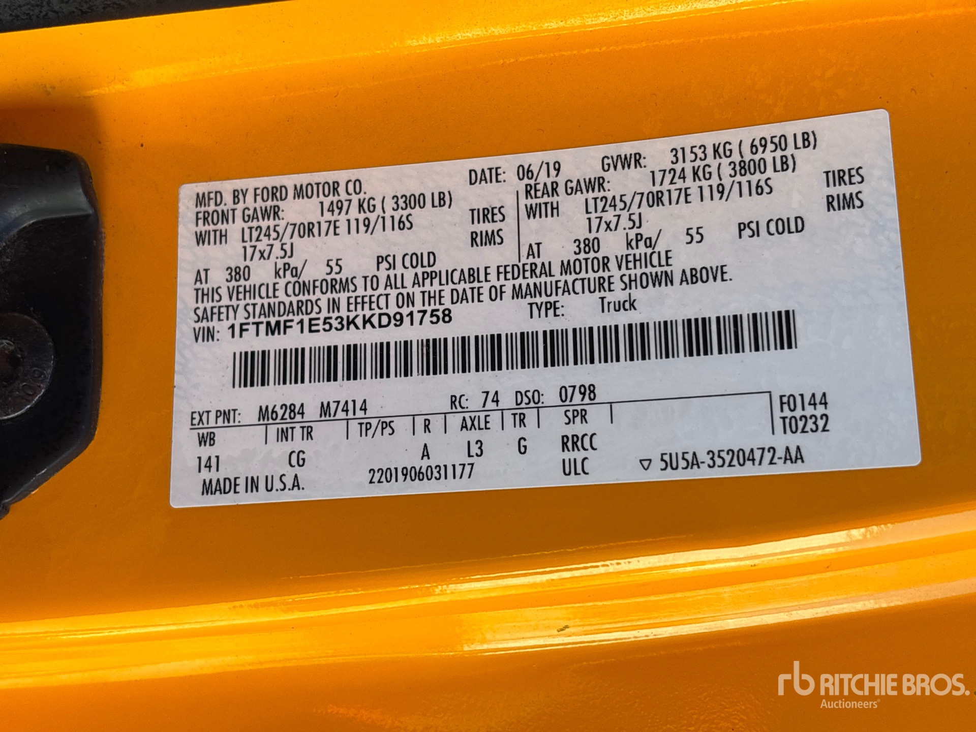 General Appearance with Serial Number / VIN