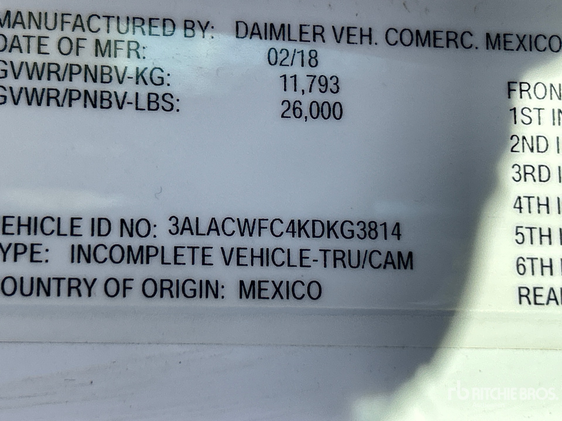 General Appearance with Serial Number / VIN