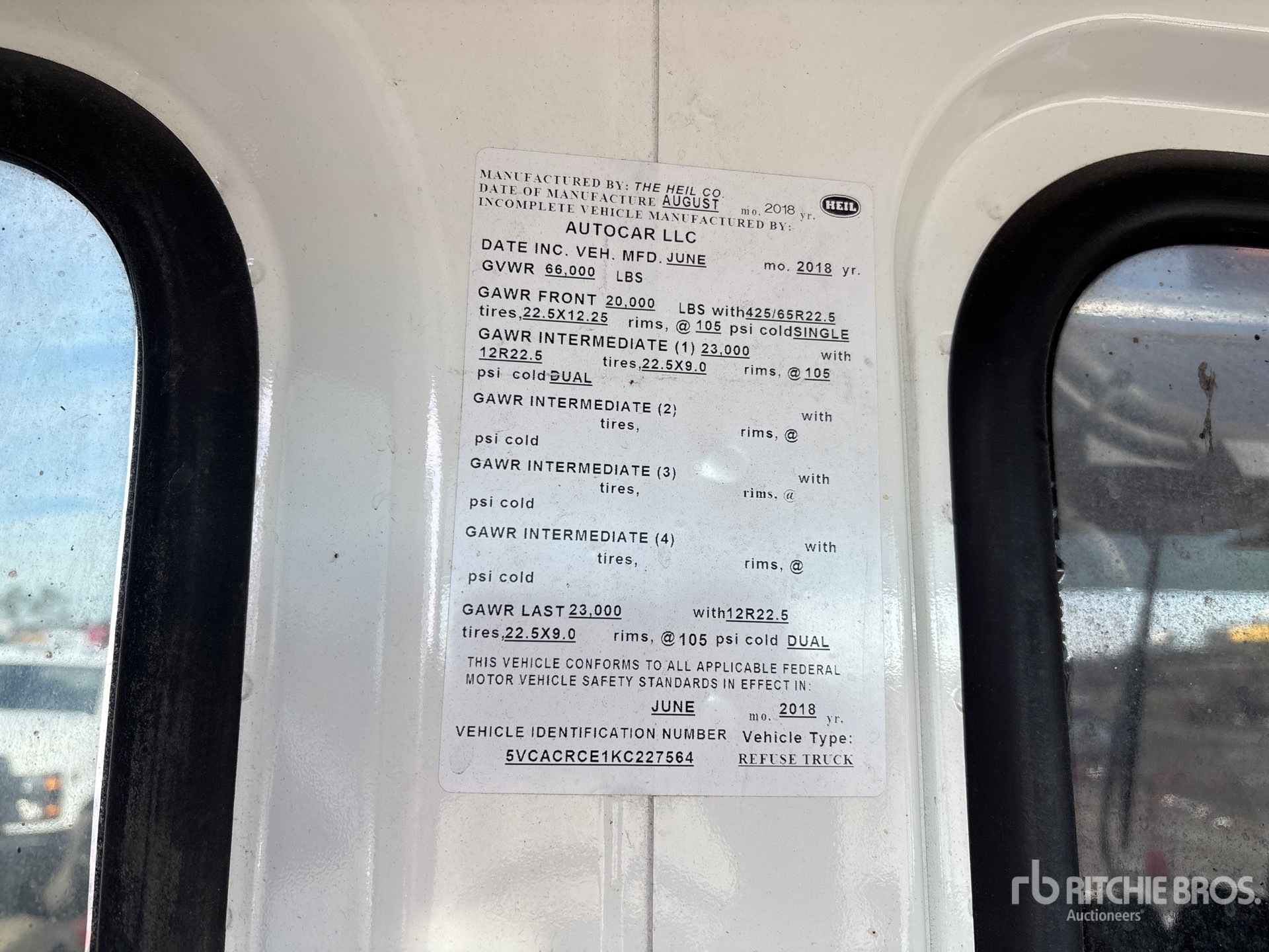 General Appearance with Serial Number / VIN