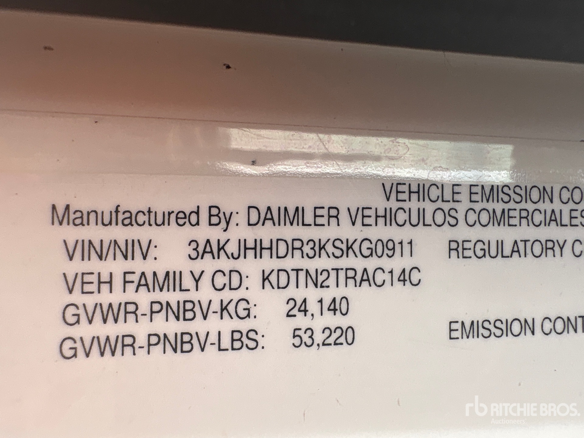 General Appearance with Serial Number / VIN