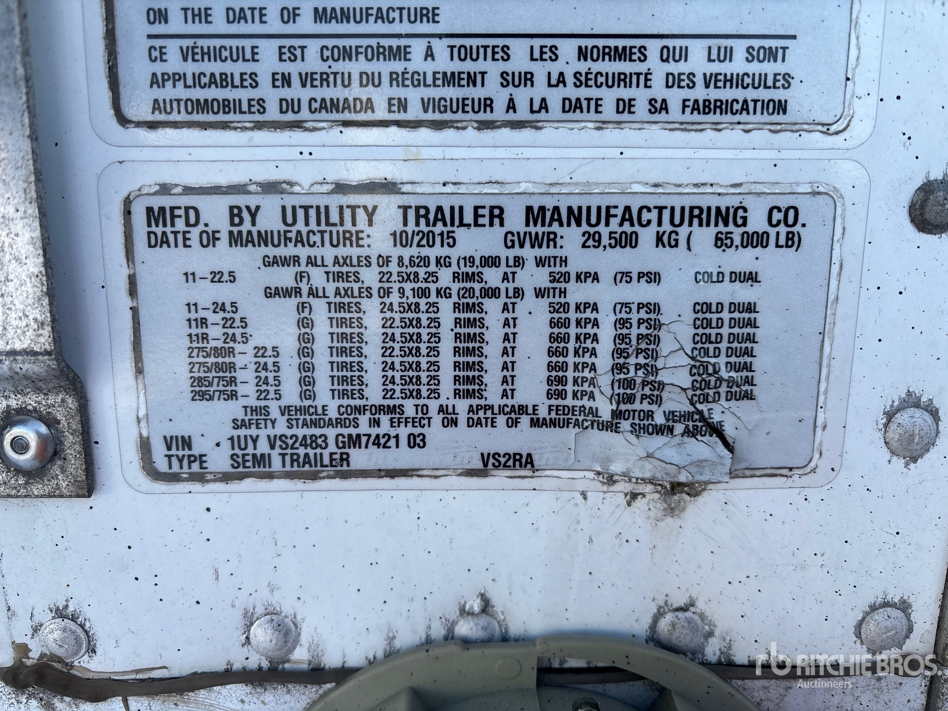 General Appearance with Serial Number / VIN