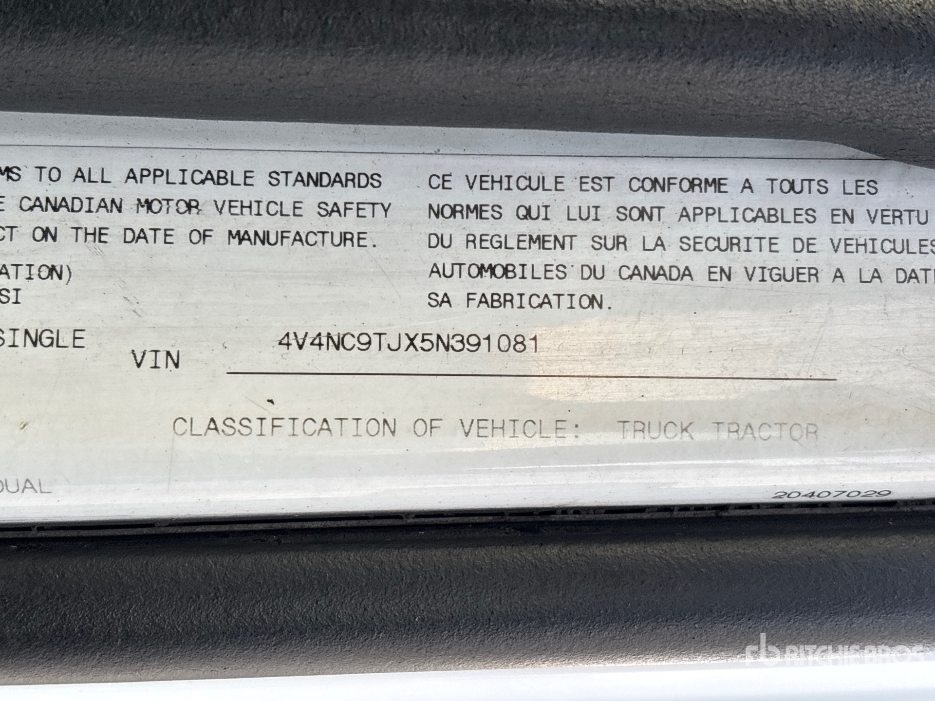 General Appearance with Serial Number / VIN