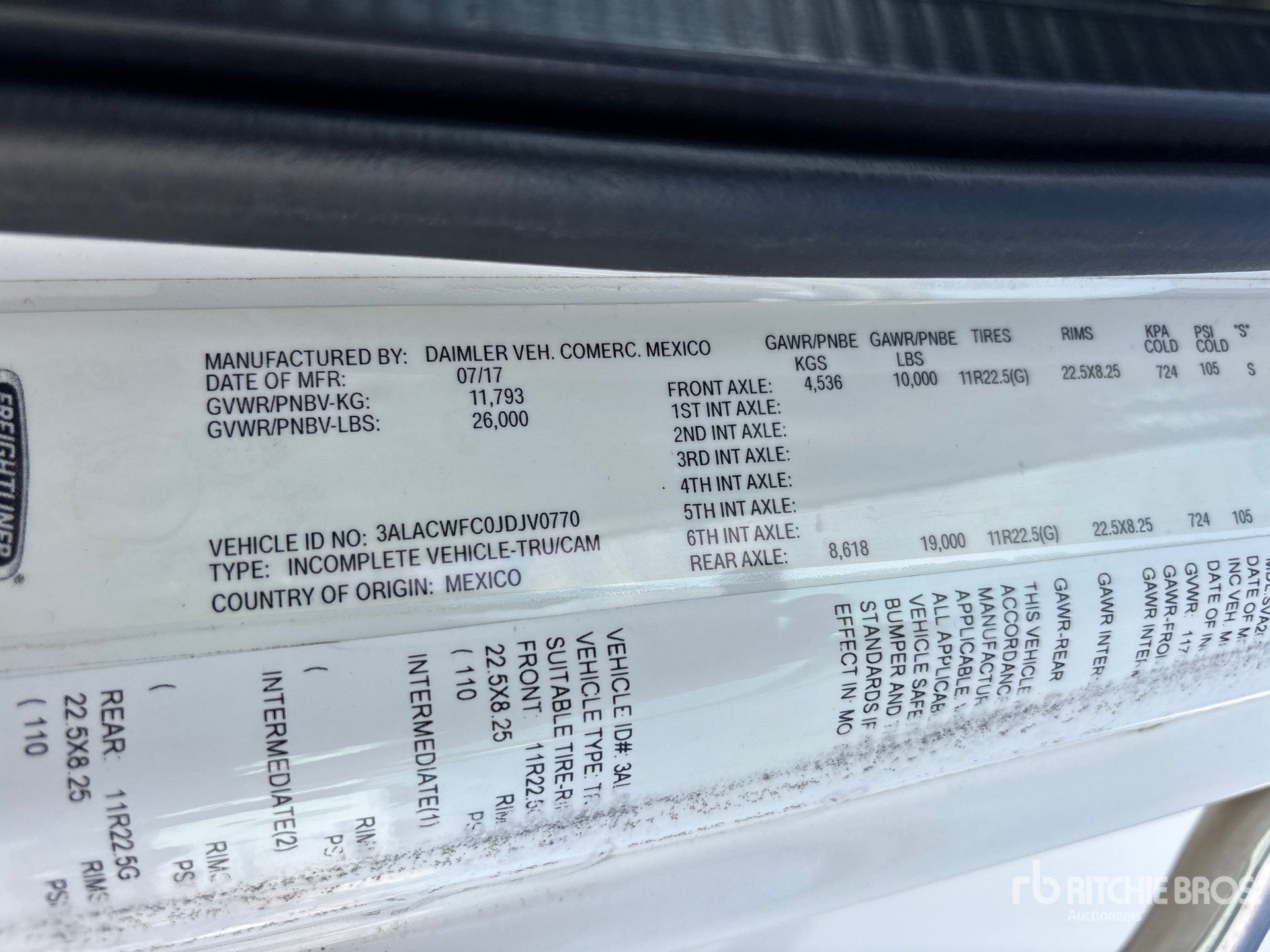 General Appearance with N.º de serie/VIN