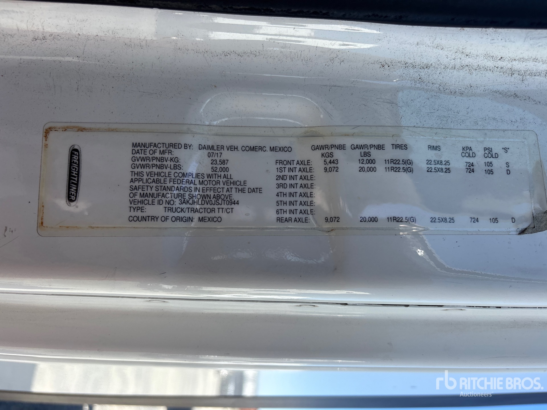 General Appearance with Serial Number / VIN