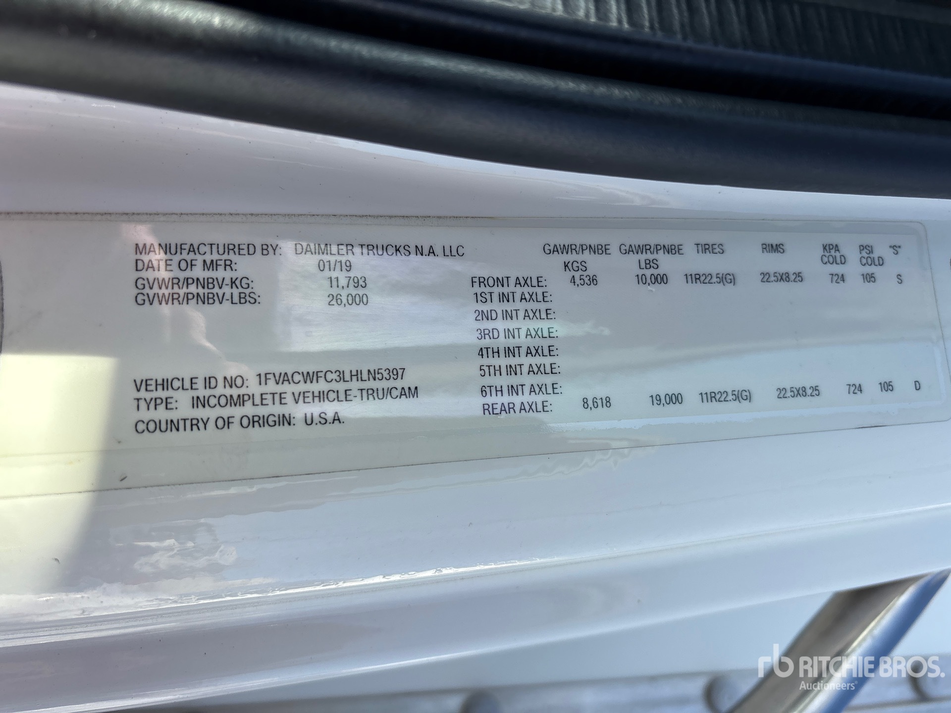 General Appearance with Serial Number / VIN