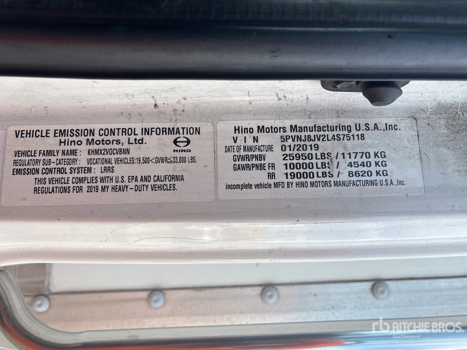 General Appearance with Serial Number / VIN