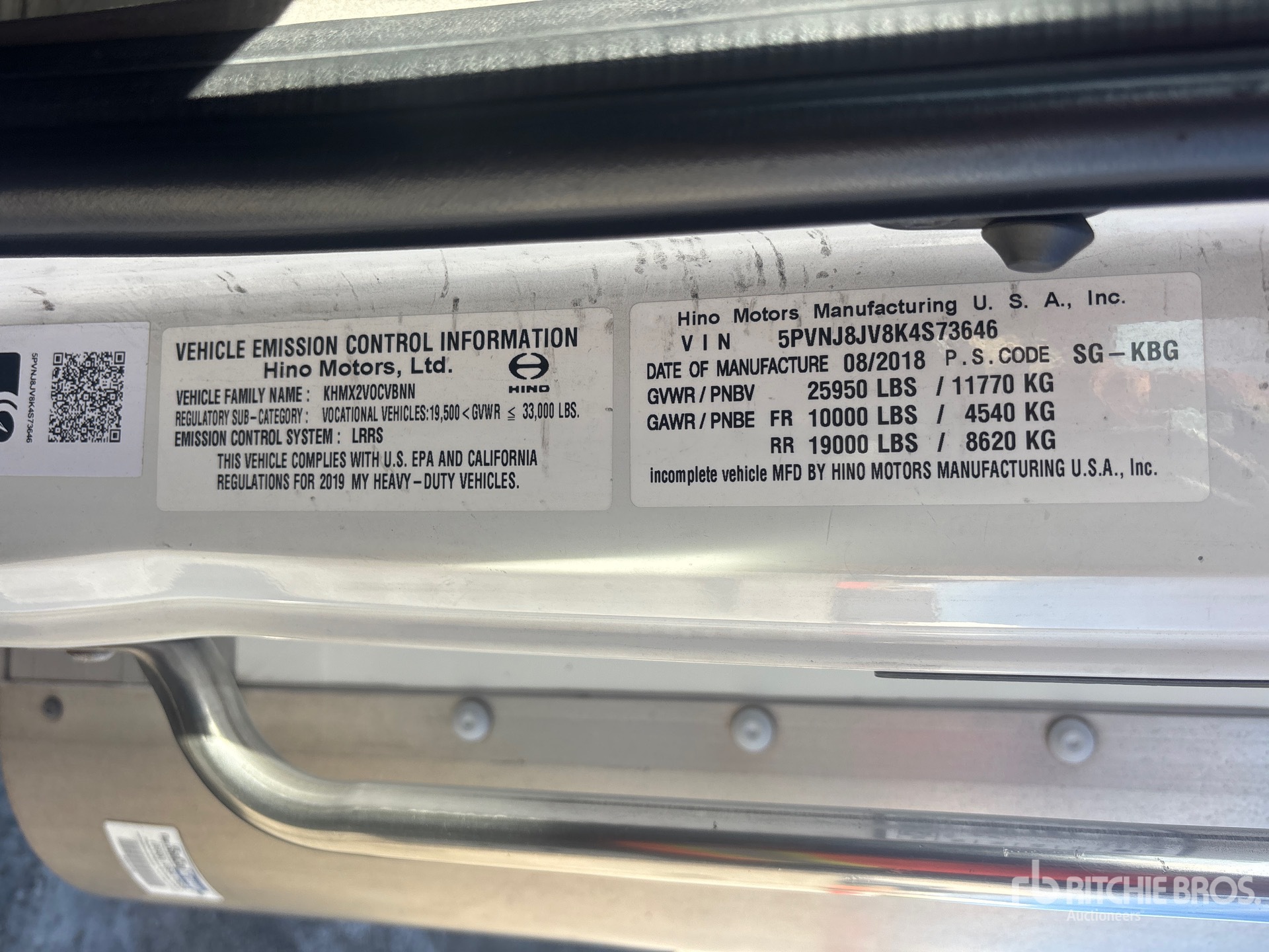 General Appearance with Serial Number / VIN