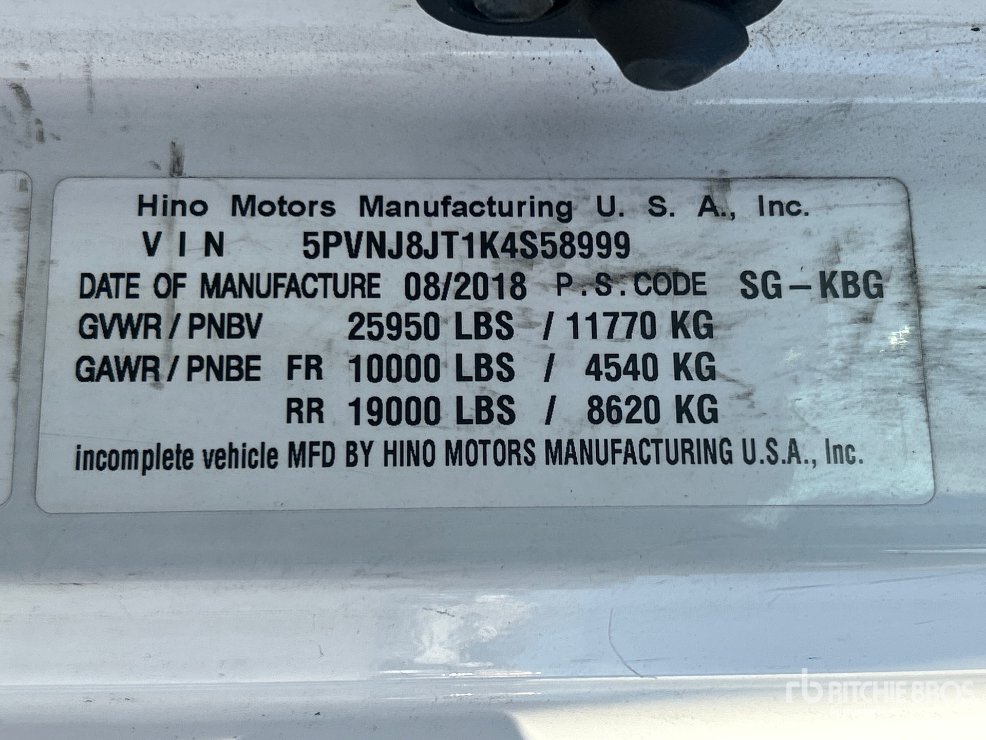 General Appearance with Serial Number / VIN