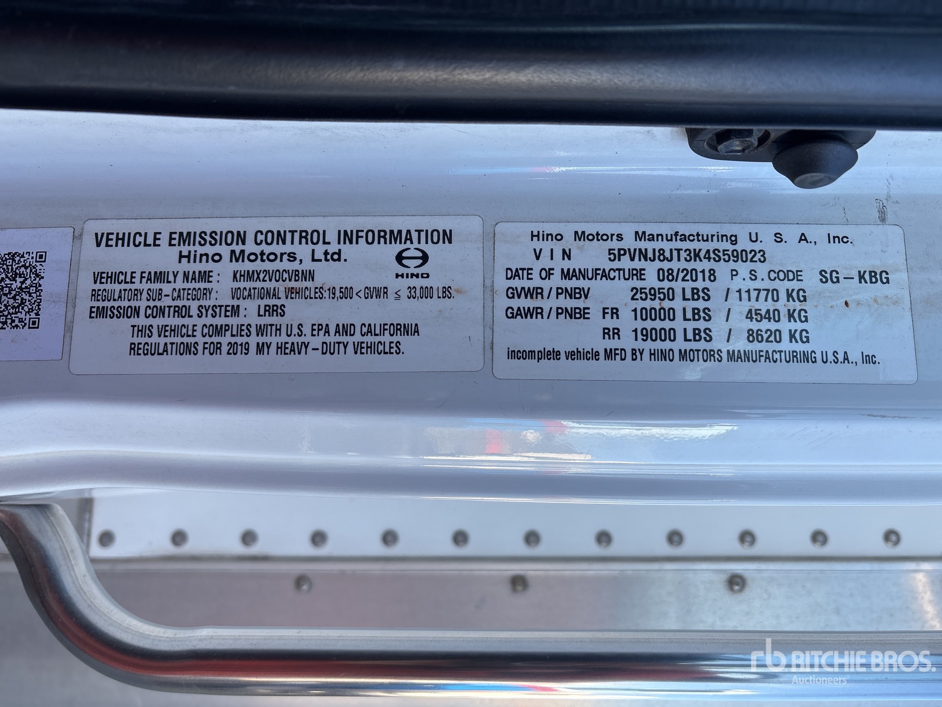 General Appearance with Serial Number / VIN