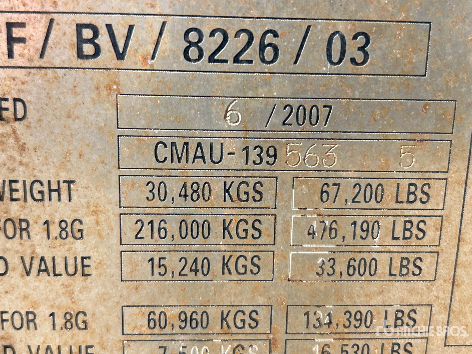 General Appearance with Serial Number / VIN