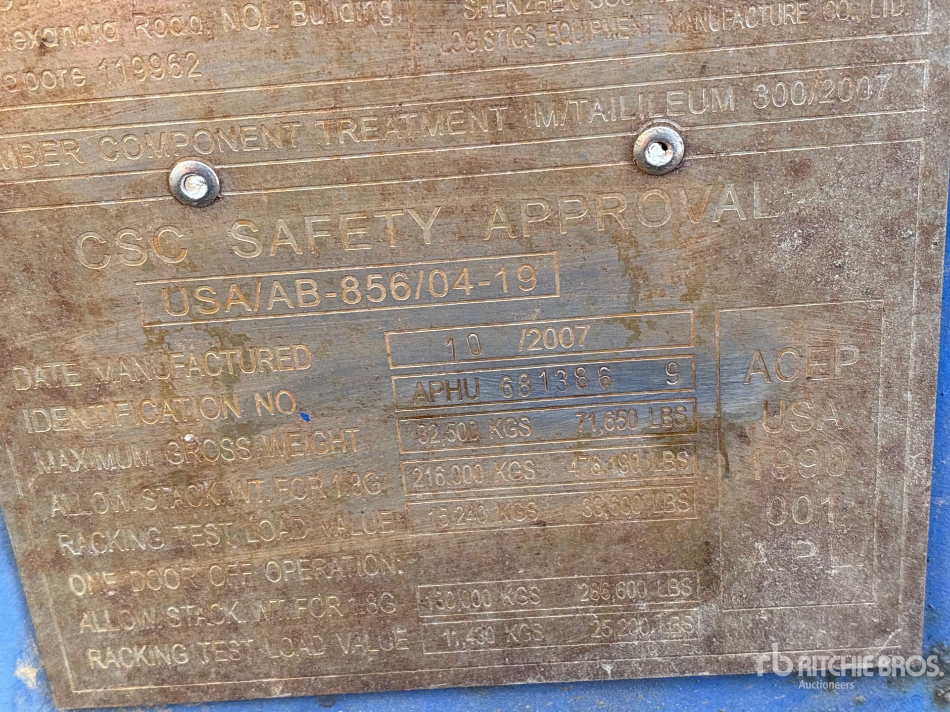 General Appearance with Serial Number / VIN