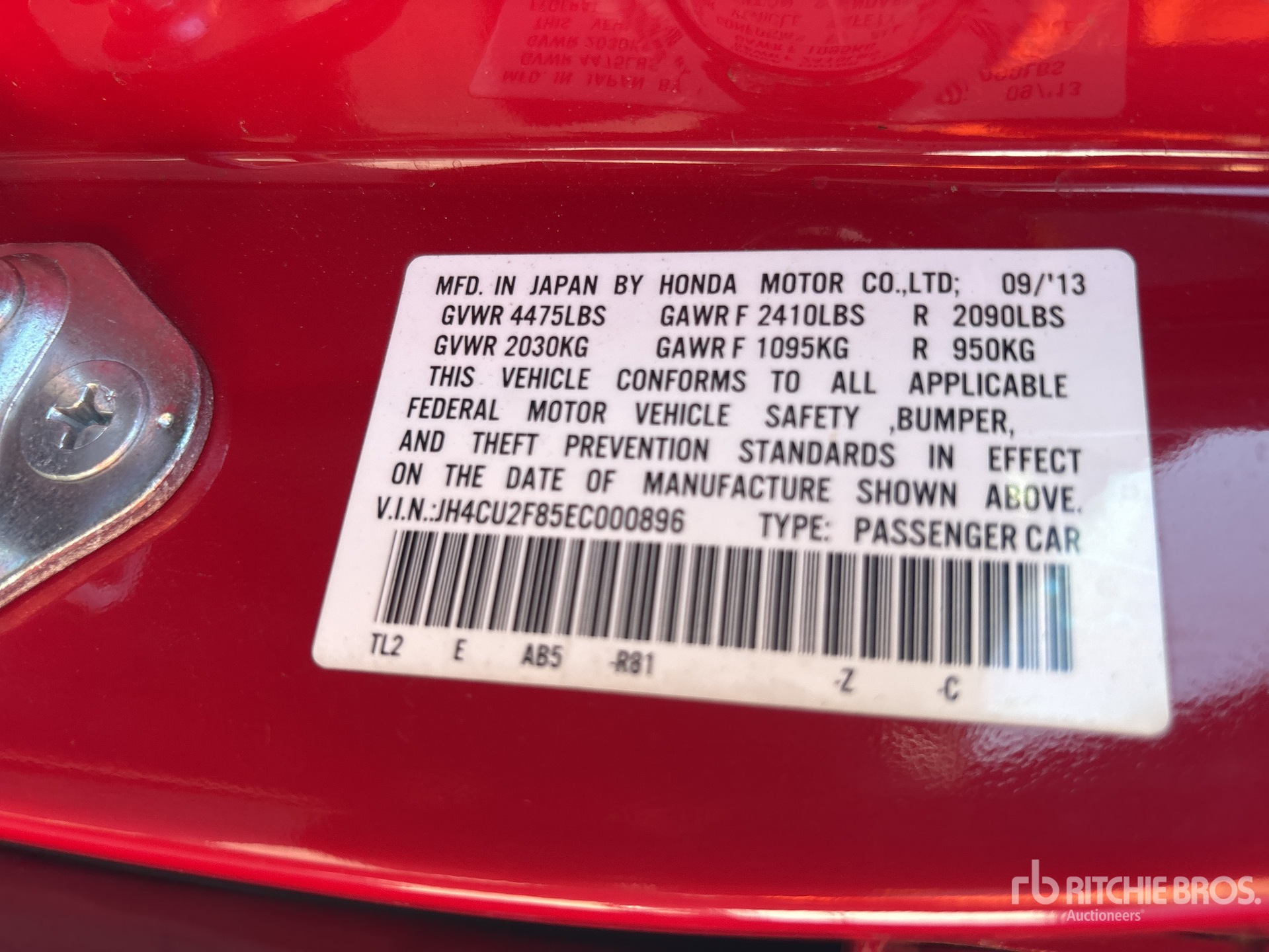 General Appearance with N.º de serie/VIN