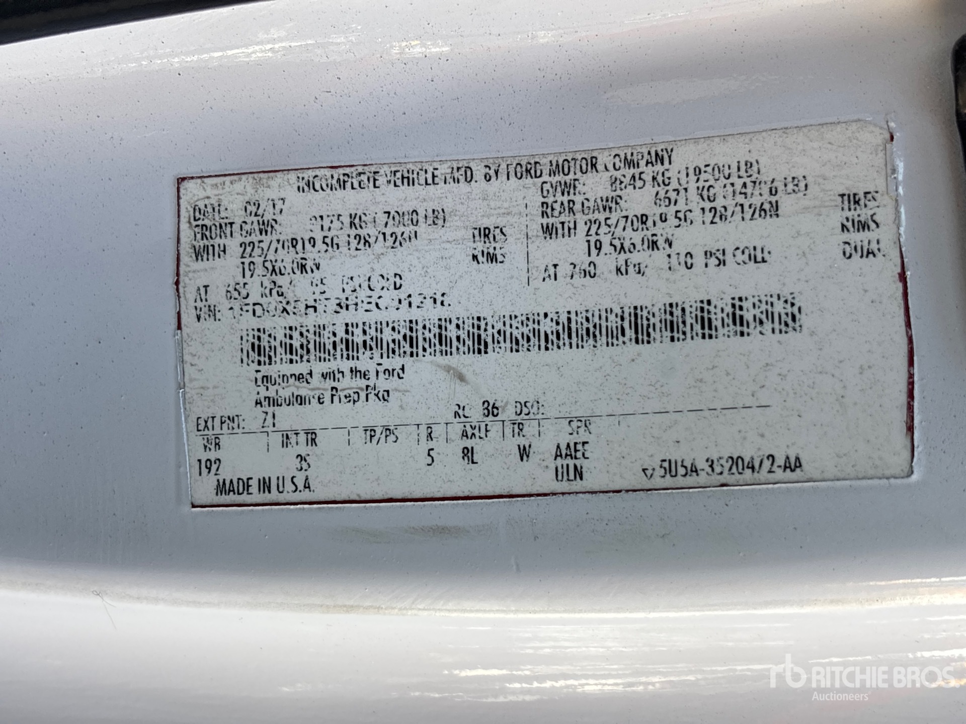 General Appearance with Serial Number / VIN