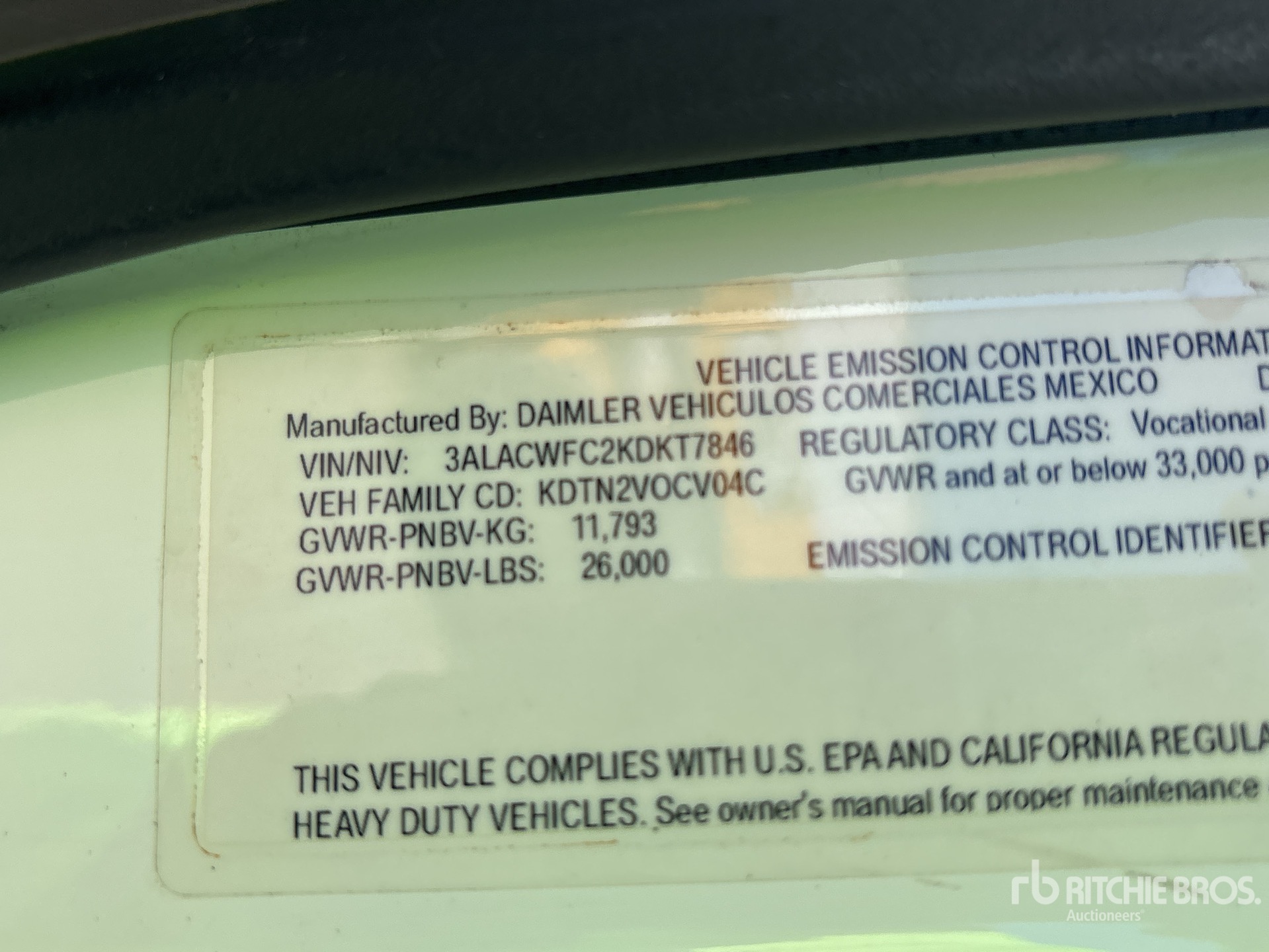 General Appearance with Serial Number / VIN