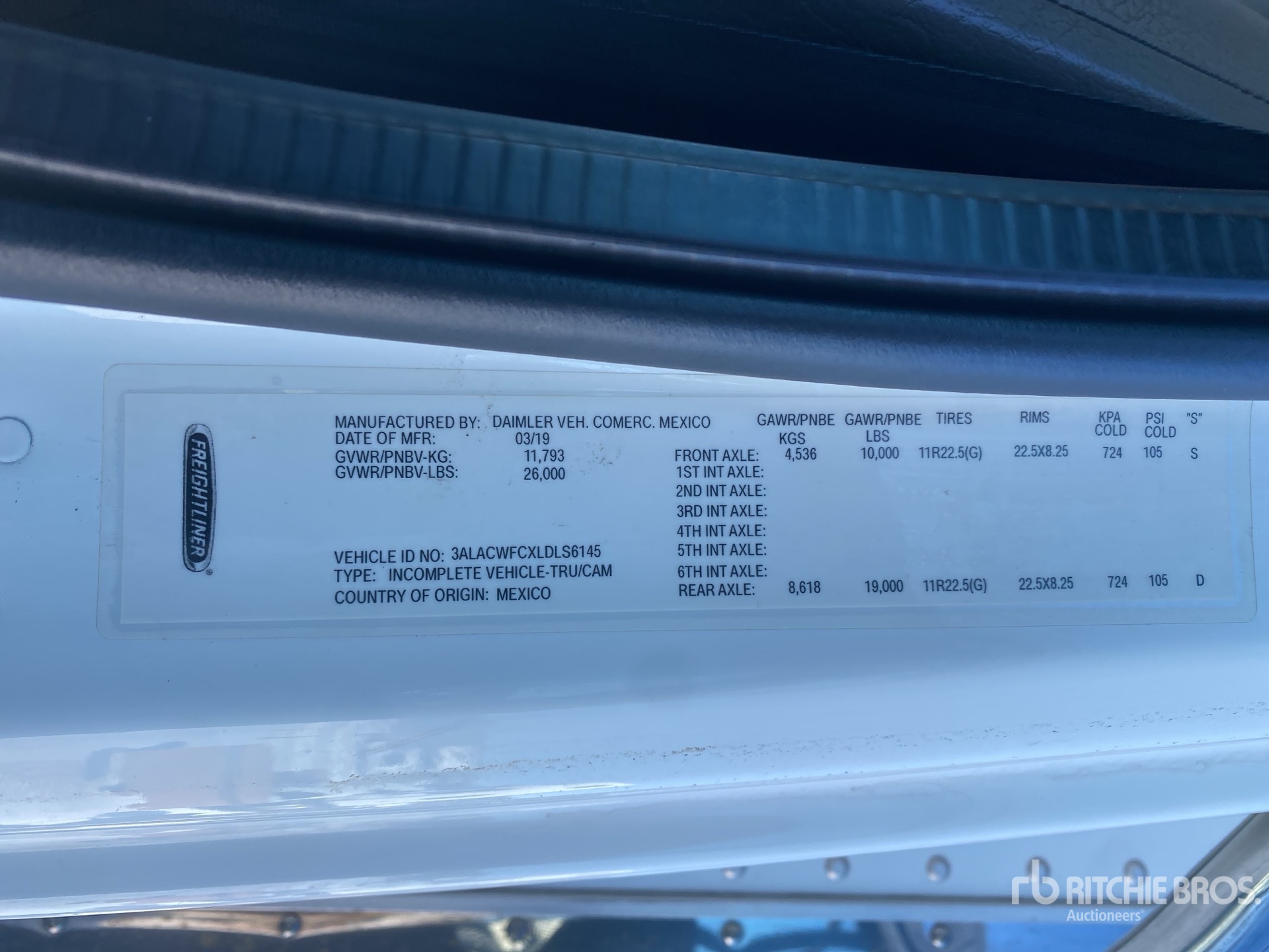 General Appearance with N.º de serie/VIN