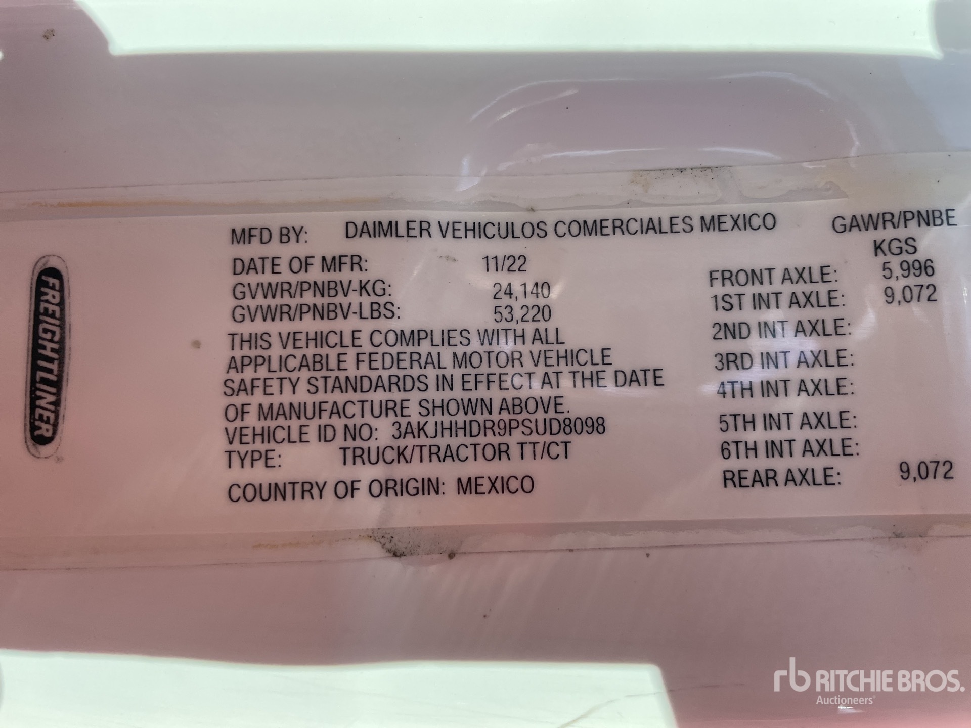 General Appearance with Serial Number / VIN